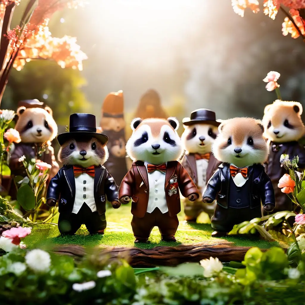 松鼠小姐穿着一身坚果壳缝制的迷你裙,跳跃间仿佛在说:"看我的秋收