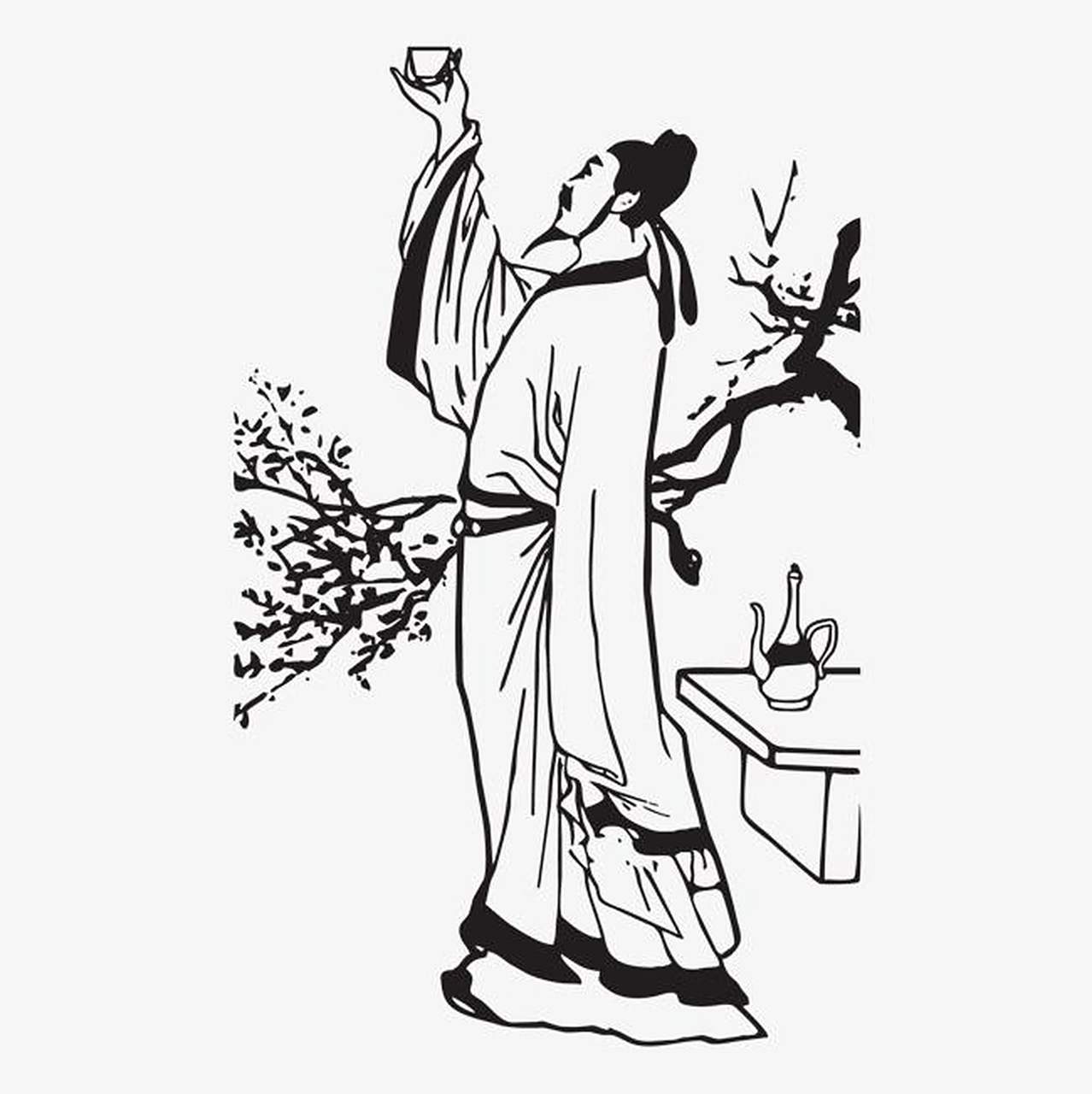 杯酒的诗怀        文/白荷 今晚我以一杯酒的量, 举杯邀月学一学李白