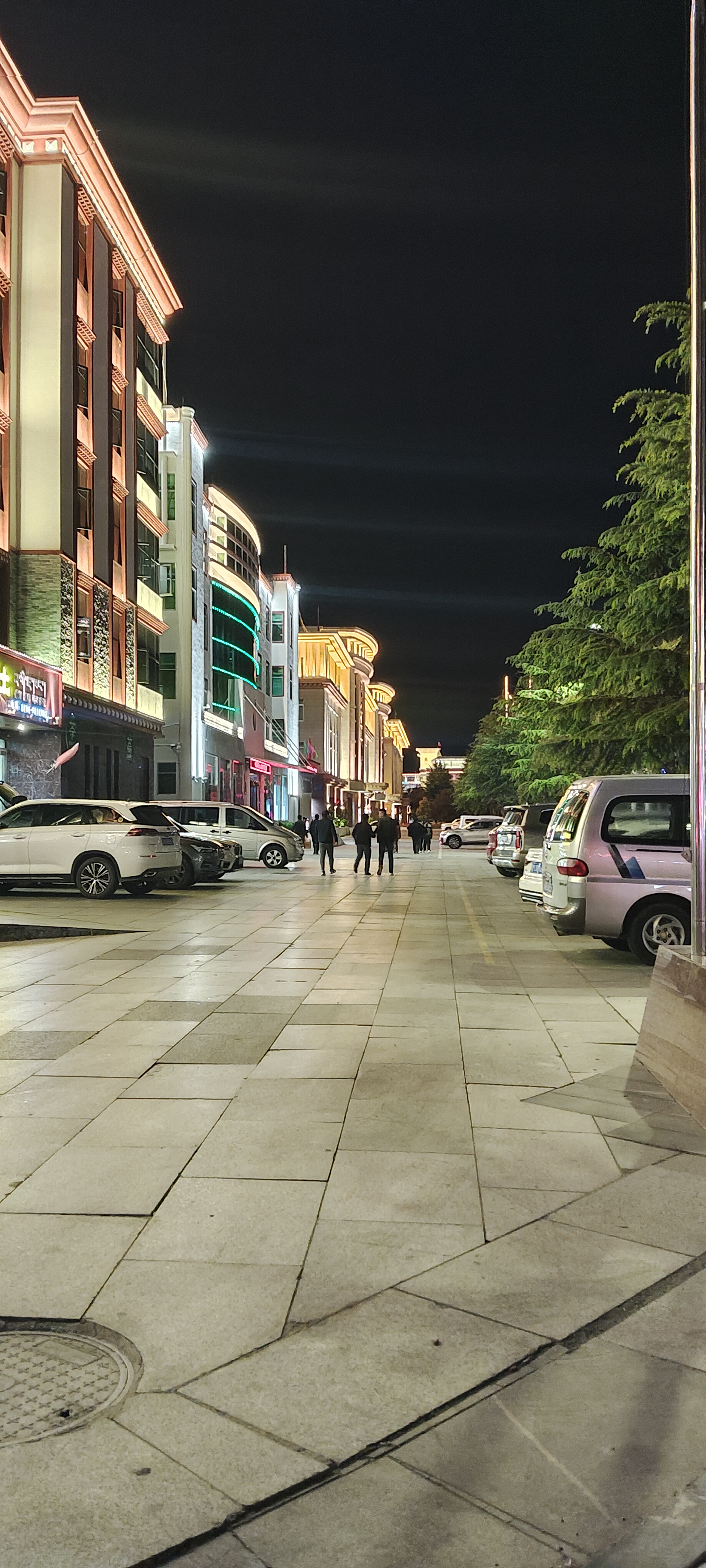 林芝的夜景,每一条街道都是干净整齐,灯光掩映之下,整座城市显得灯火
