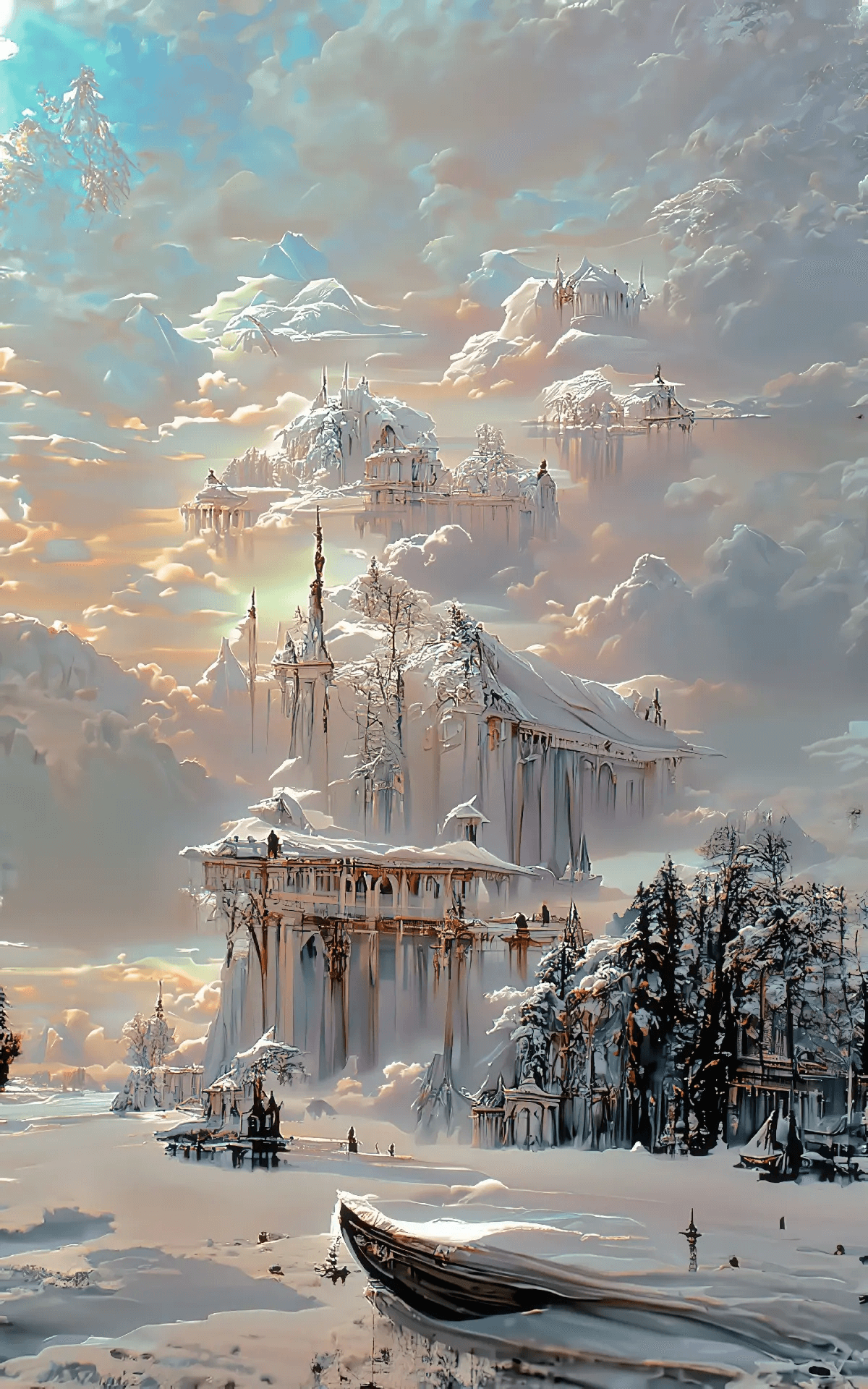 看那个神秘的建筑,被雪覆盖着,好像童话里的城堡一样.