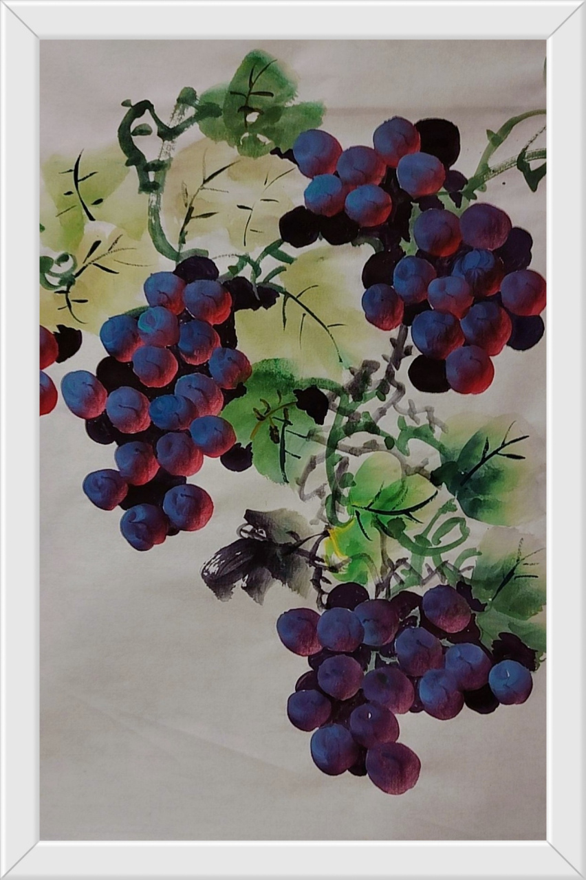 张战诺老师作品国画葡萄