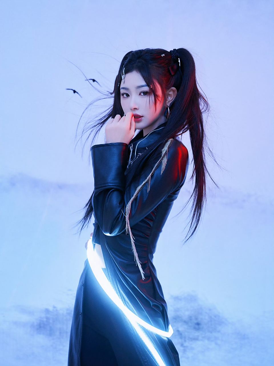 孔雪儿双马尾皮衣美少女,酷飒又甜美!