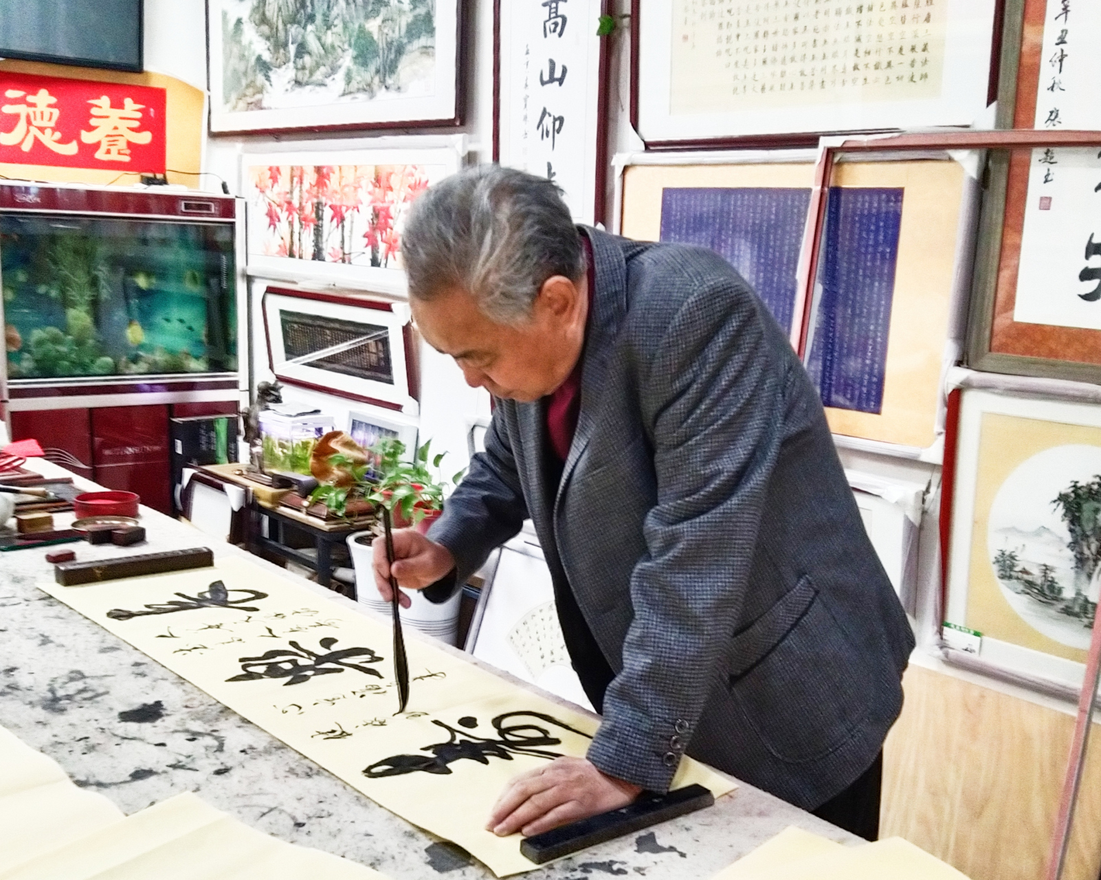 (藏头诗) 万秋书法,行云流水 ——观赏林万秋行书书法有感