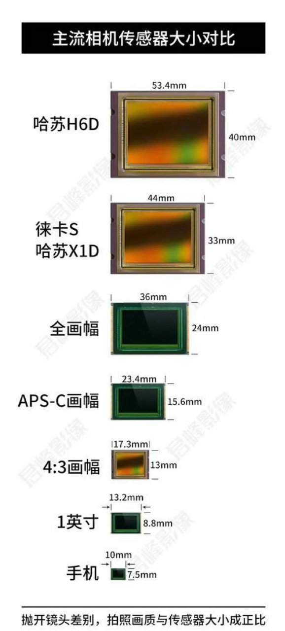 相机传感器尺寸对比图片