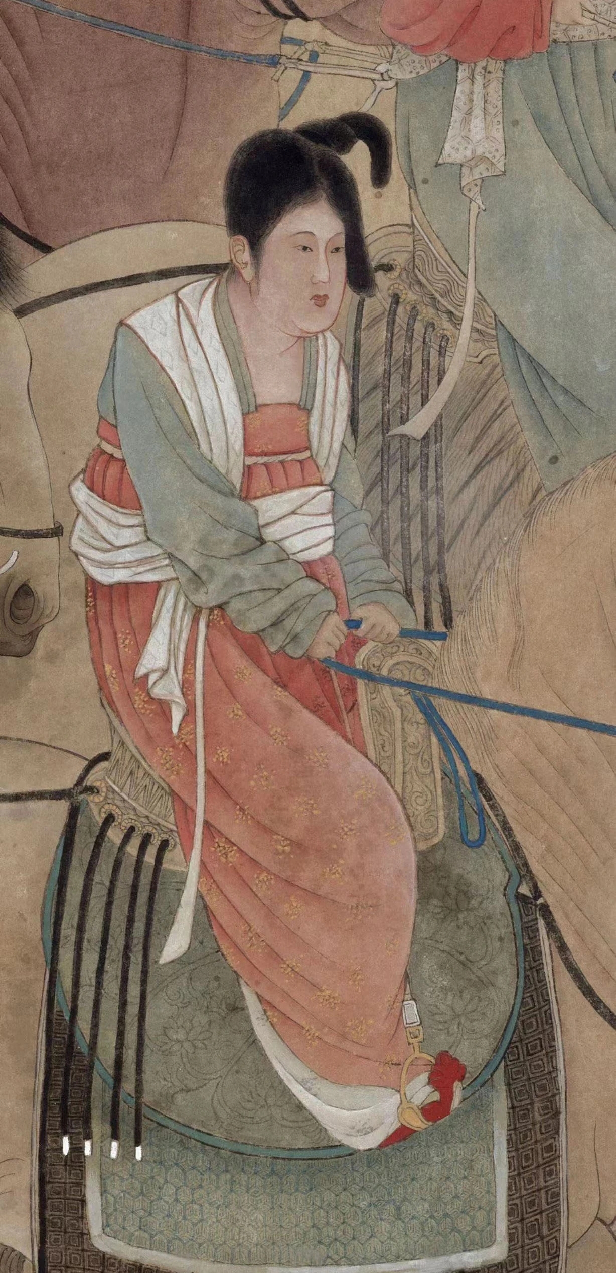 李晓明  《临宋虢国夫人游春图》 纸本重彩  60×170cm