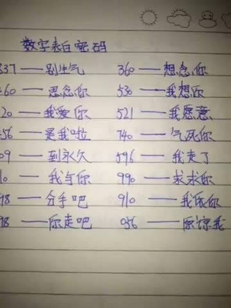 表白暗语