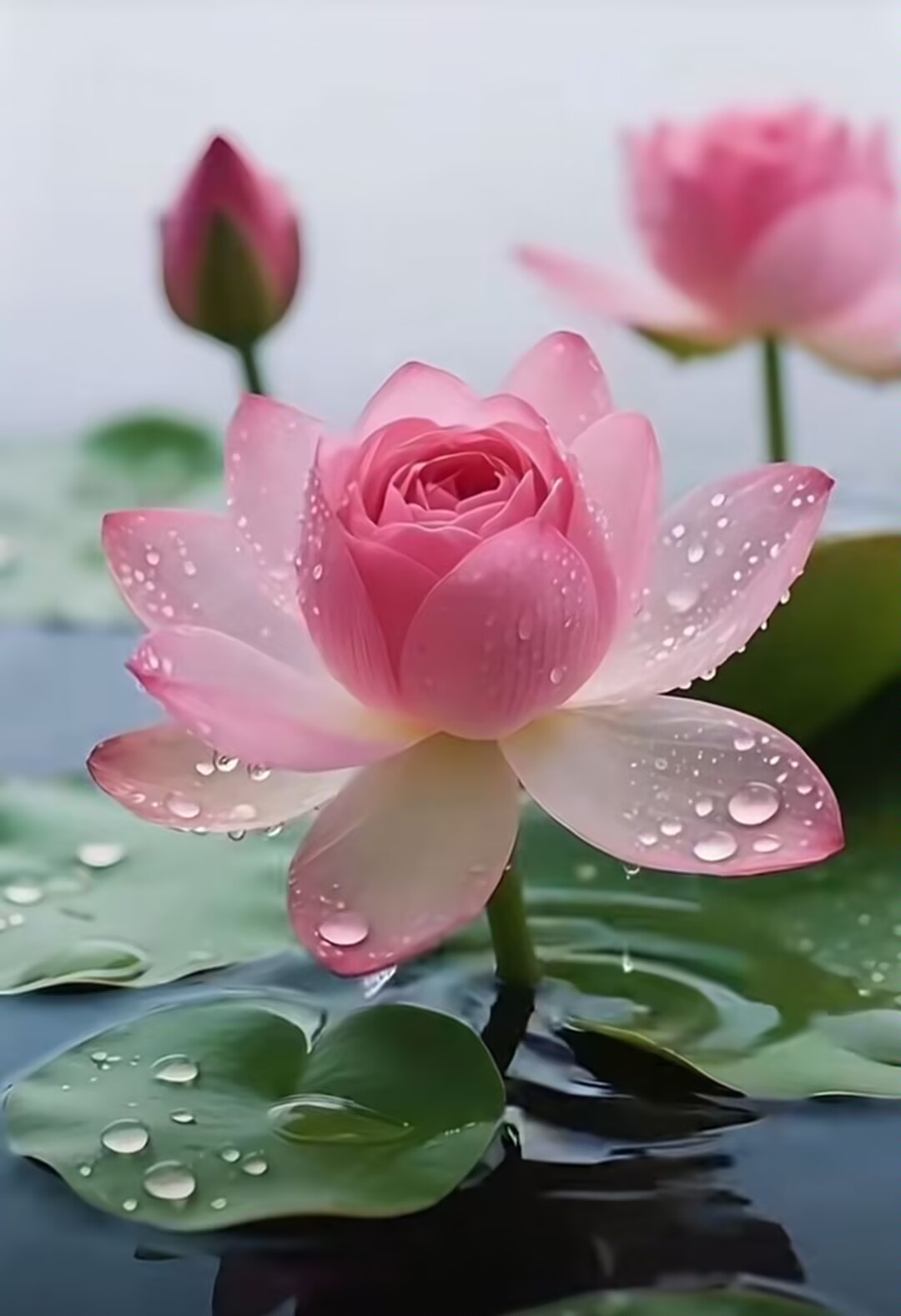 唯美图片荷花露珠图片闪光的荷花图片早晨的荷花图片露珠下的莲花露水