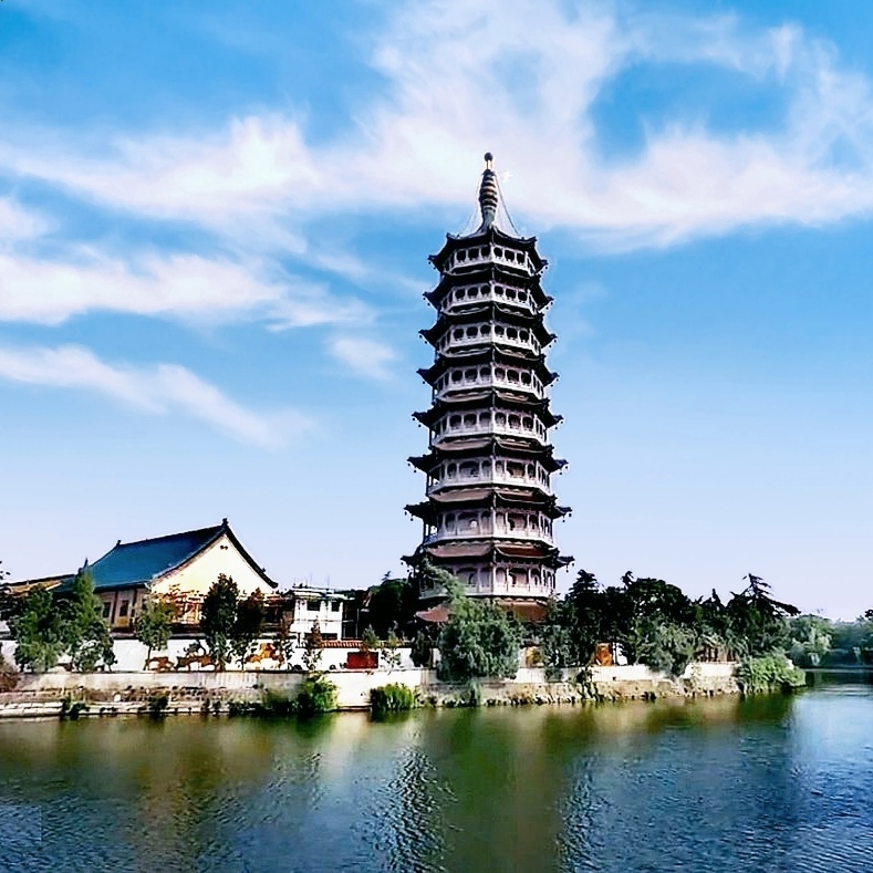 天中塔顶眺瓜洲 高旻凡僧只佛书 高旻寺位于扬州市南郊古运河与仪扬河