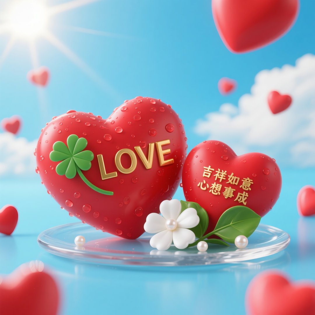 爱心浪漫祝福 大红色爱心超亮眼,立体的"love"自带浪漫