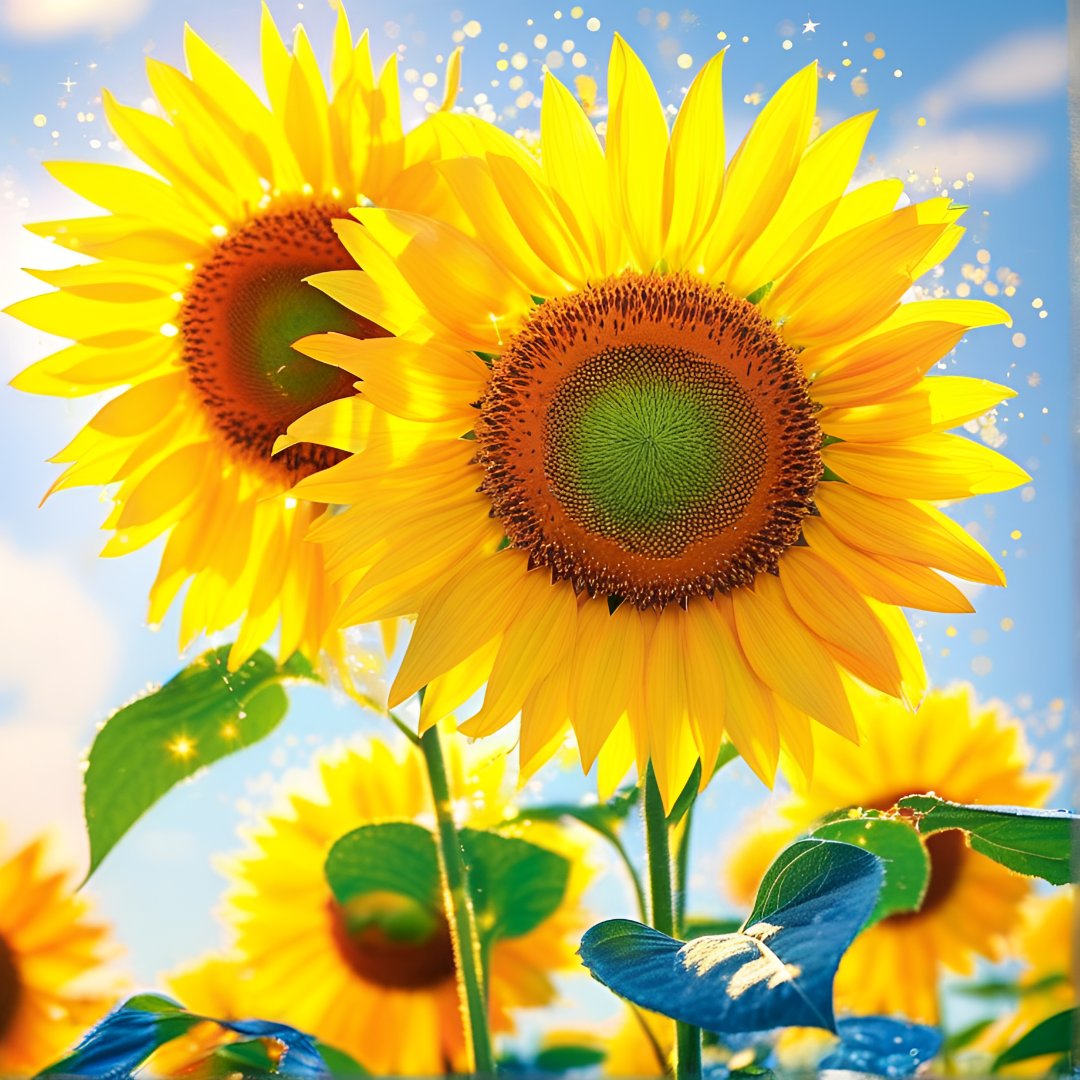 硕大花盘追着阳光,花瓣闪耀希望光芒