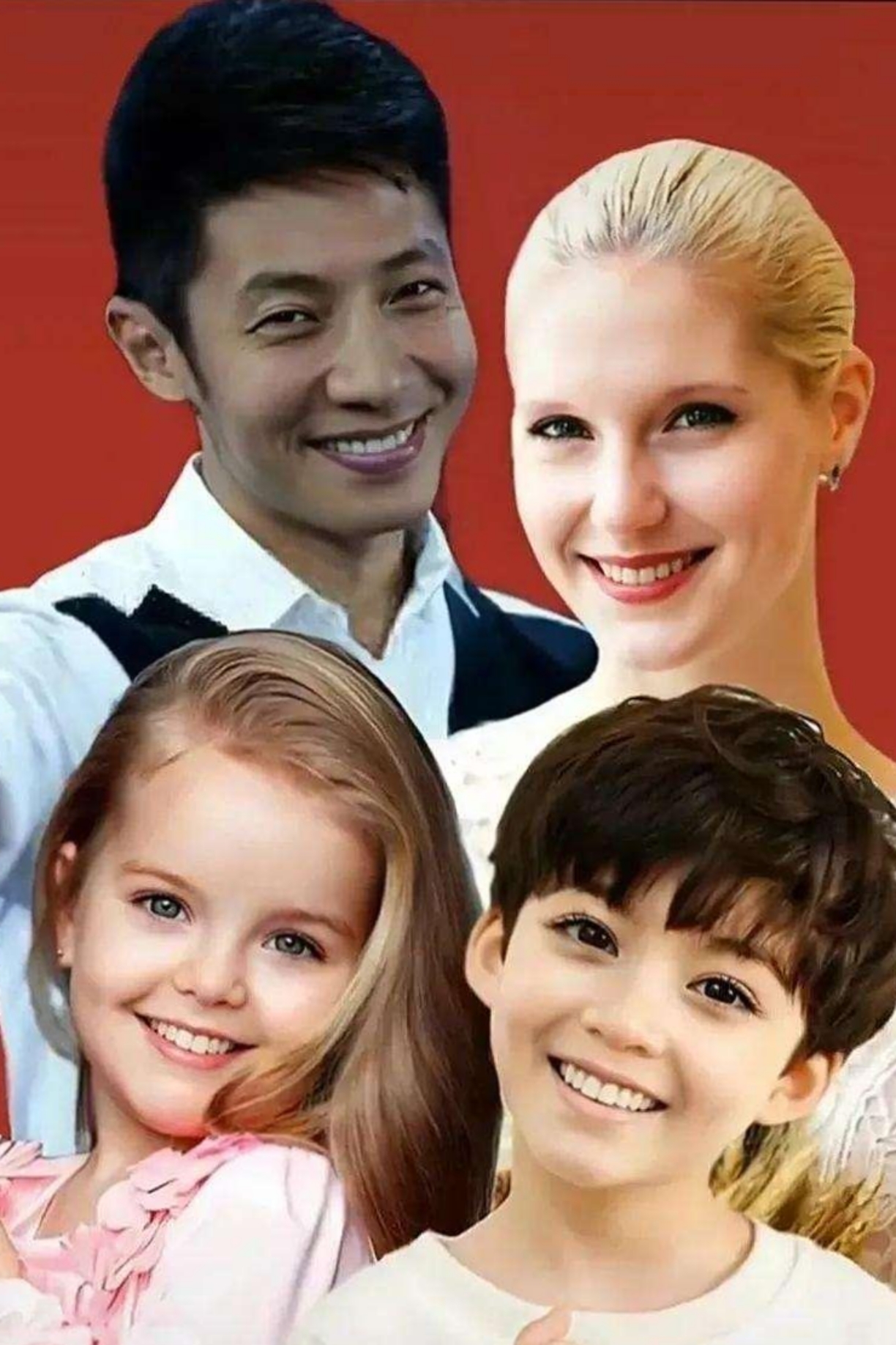 撒贝宁家龙凤胎太像中国娃 黑发黑眼黄皮肤 一点看不出妈是加拿大人