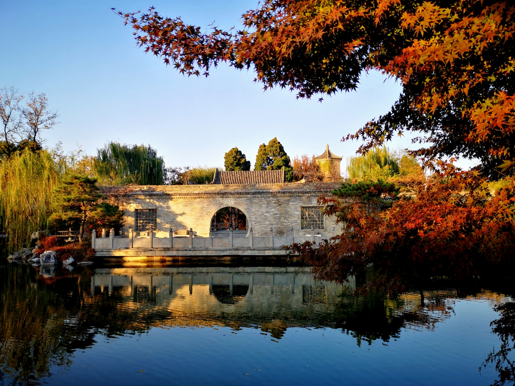 尤家花园秋色 阜阳市颖上县 午后阳光正好,颖上县尤家花园美得让人