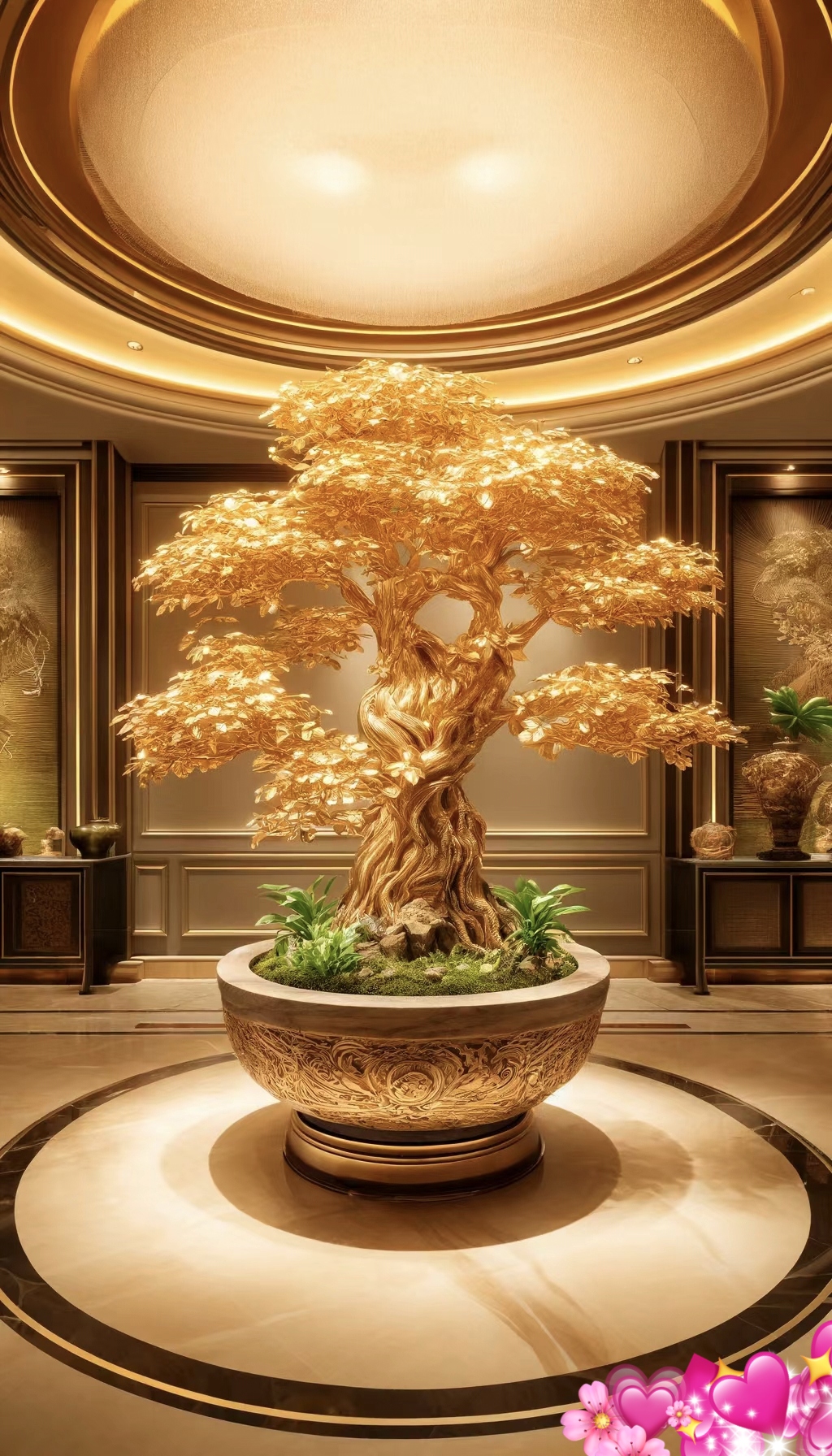 发财树 奢华金色盆栽树,好运财富的象征!