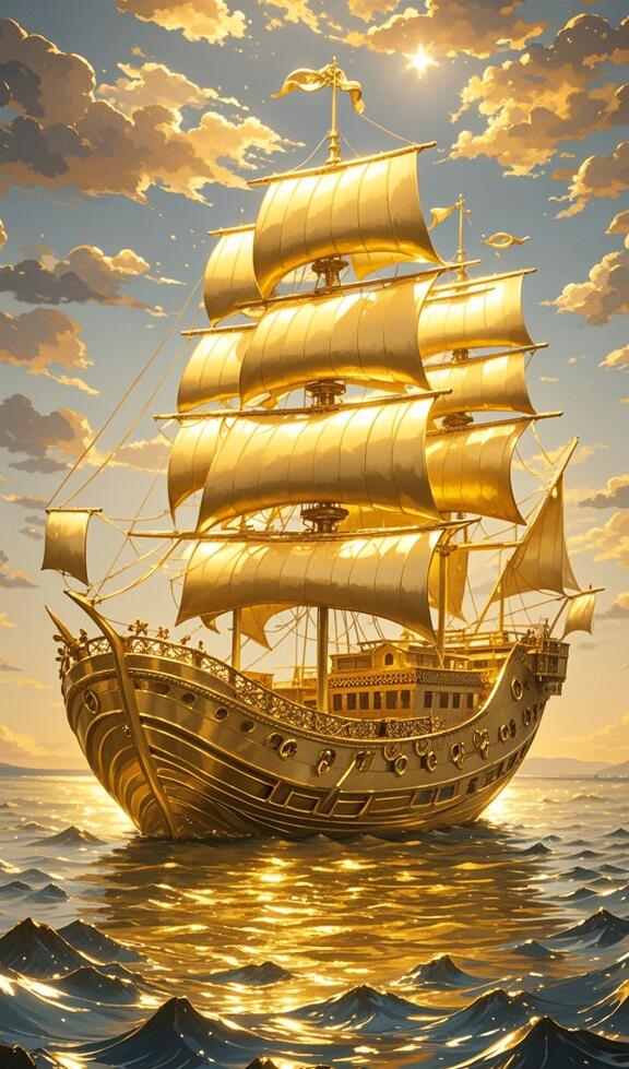 一艘金船,送来一帆风顺,我仿佛能听到海浪的声音,感受到阳光的温暖,这