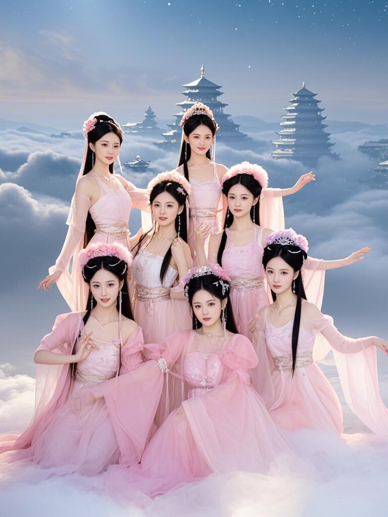 七仙女美女姐姐"云端仙女,翩翩起舞,梦幻仙境,美轮美奂!