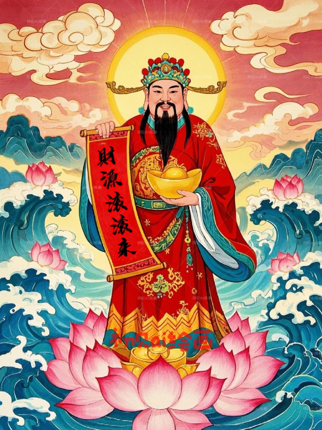 财神爷降临,带来滚滚财源,财运亨通,财富满满!