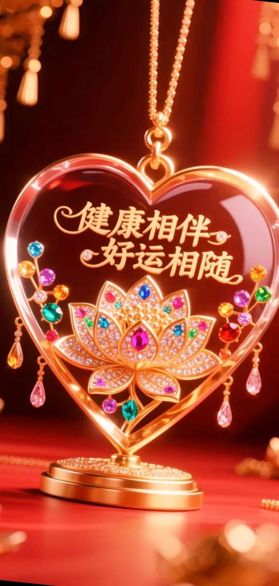 这枚心形挂饰,恰似美好愿景的具象化符号,静静诉说着"健康相伴,好运