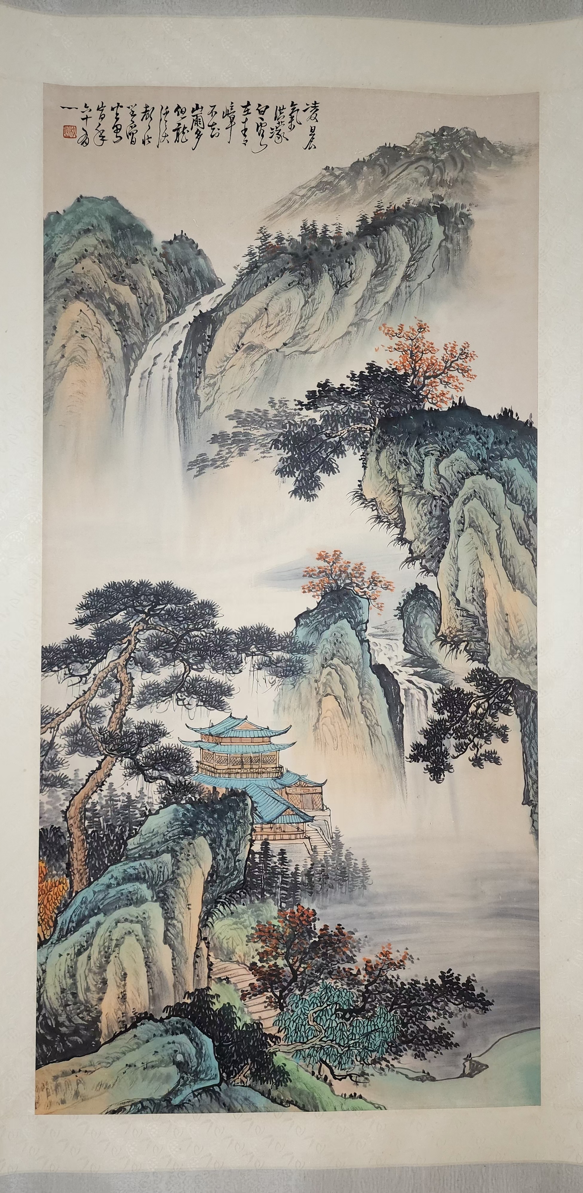 精品收藏 黄秋园 山水图立轴 . 画心尺寸137*67cm.