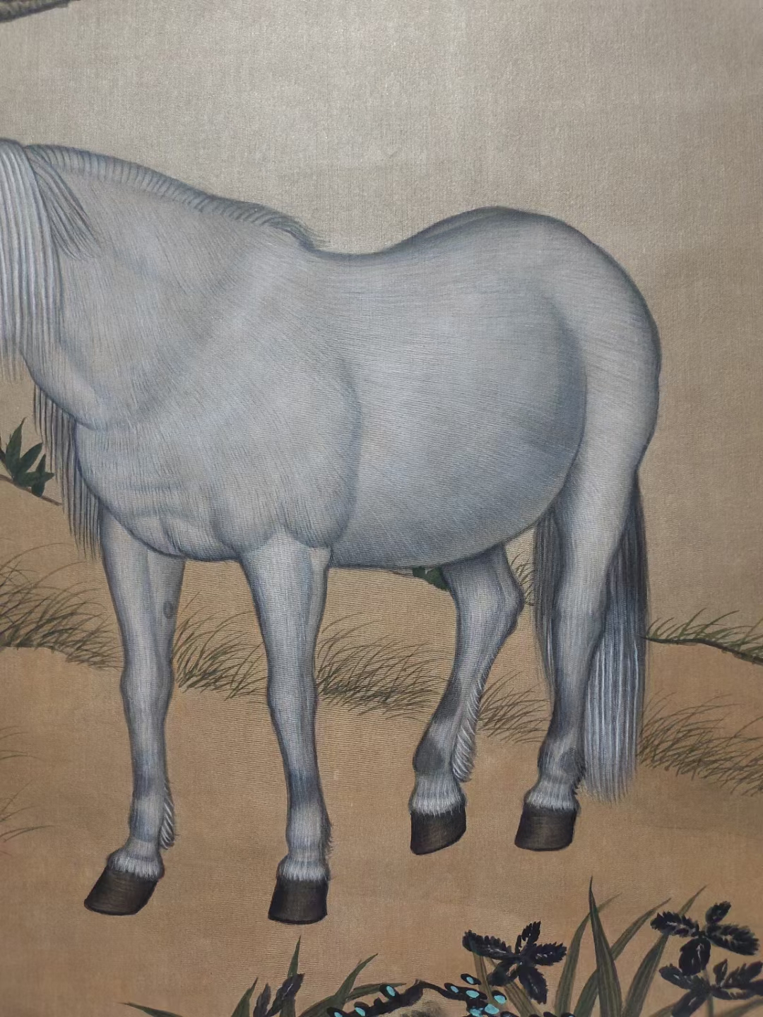 精品收藏 清 郎世宁 骏马图立轴 绢画.  画心尺寸77*51.5cm.