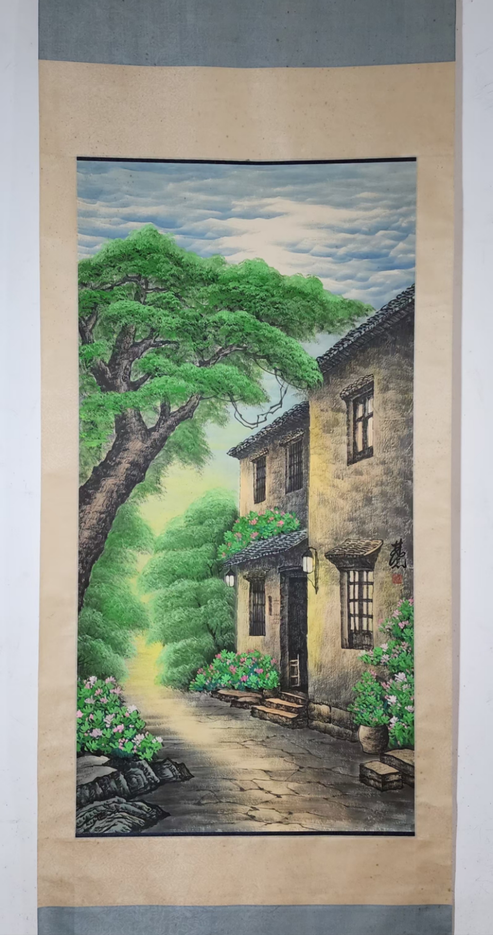 精品收藏 林风眠 水墨画风景图立轴.  画心尺寸:136*68.5cm.