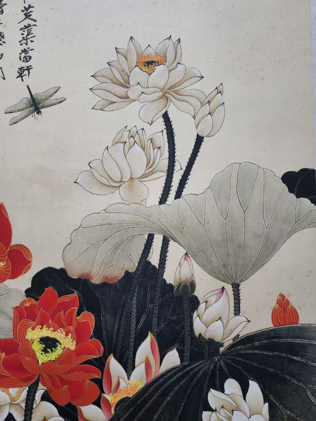 精品收藏 张大千 荷花鸳鸯图立轴. 画心尺寸:130*49.5cm