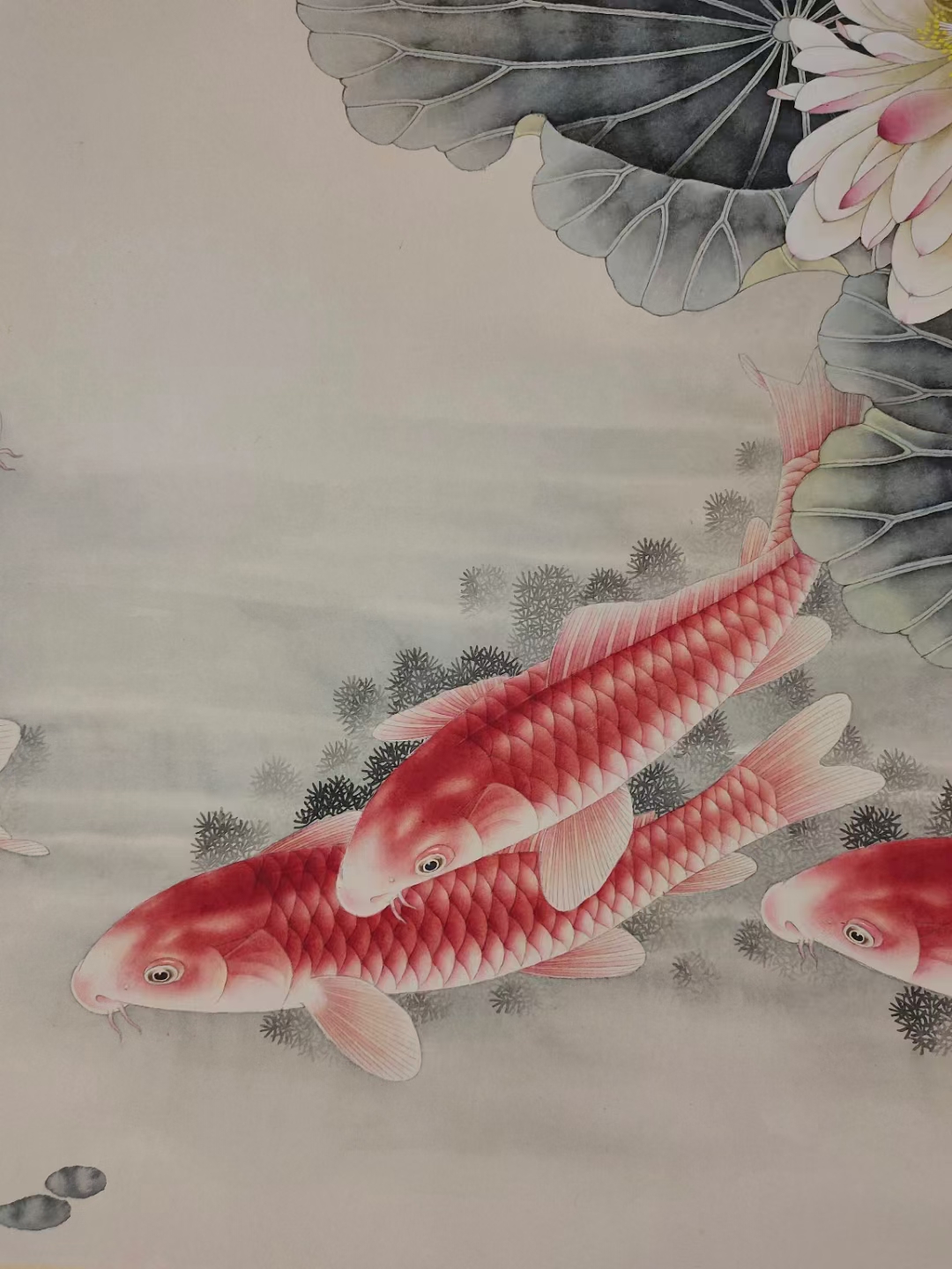 精品收藏 吴青霞 鱼乐图镜片   画心尺寸128*64cm. #水墨画# #国画