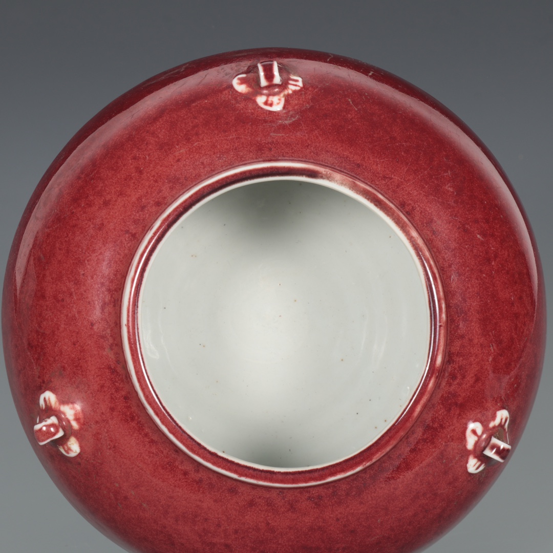 精品收藏  明宣德宝石红釉三系盖罐