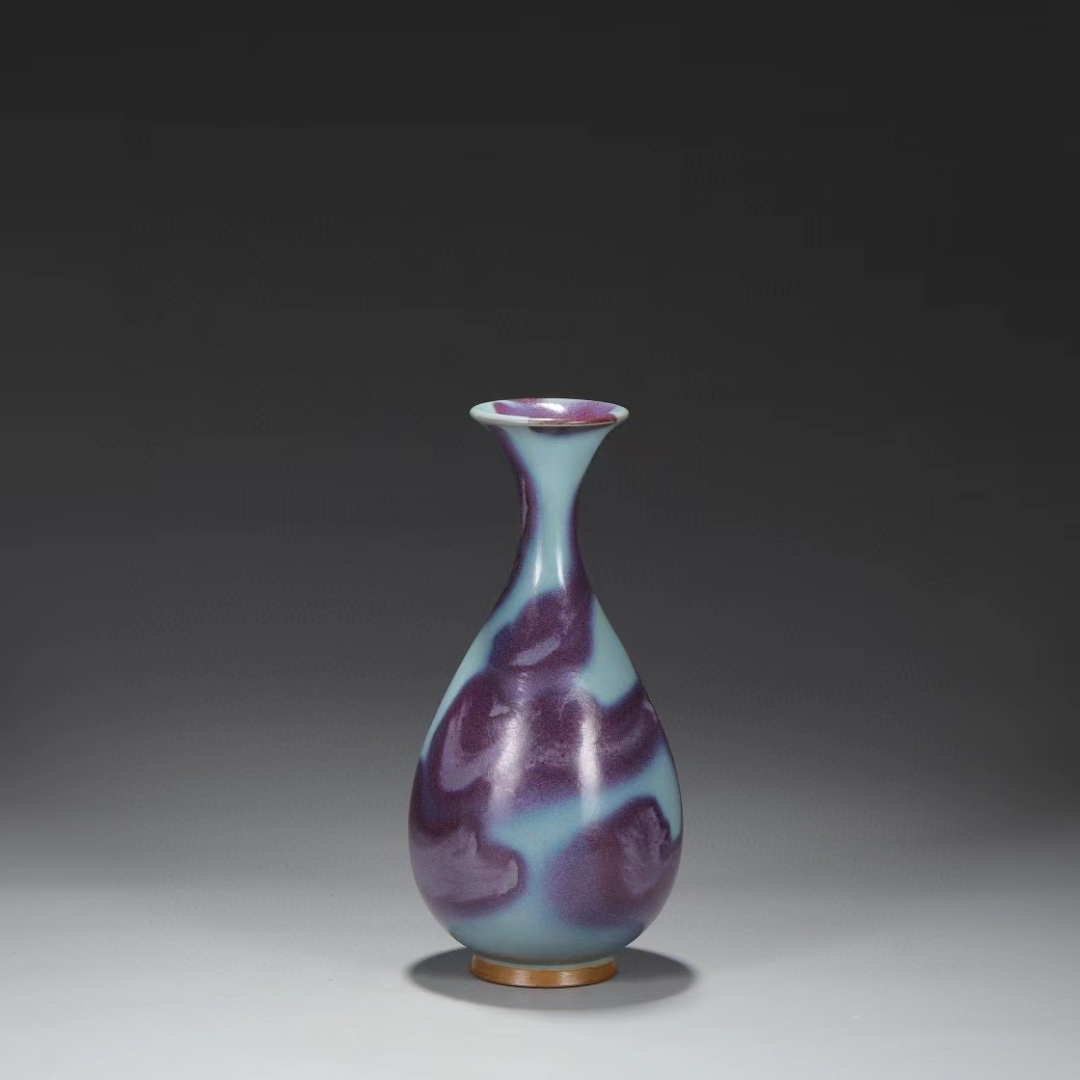 精品收藏  北宋 钧窑紫红斑宫廷御用大玉壶春瓶"乾隆御题" 款.