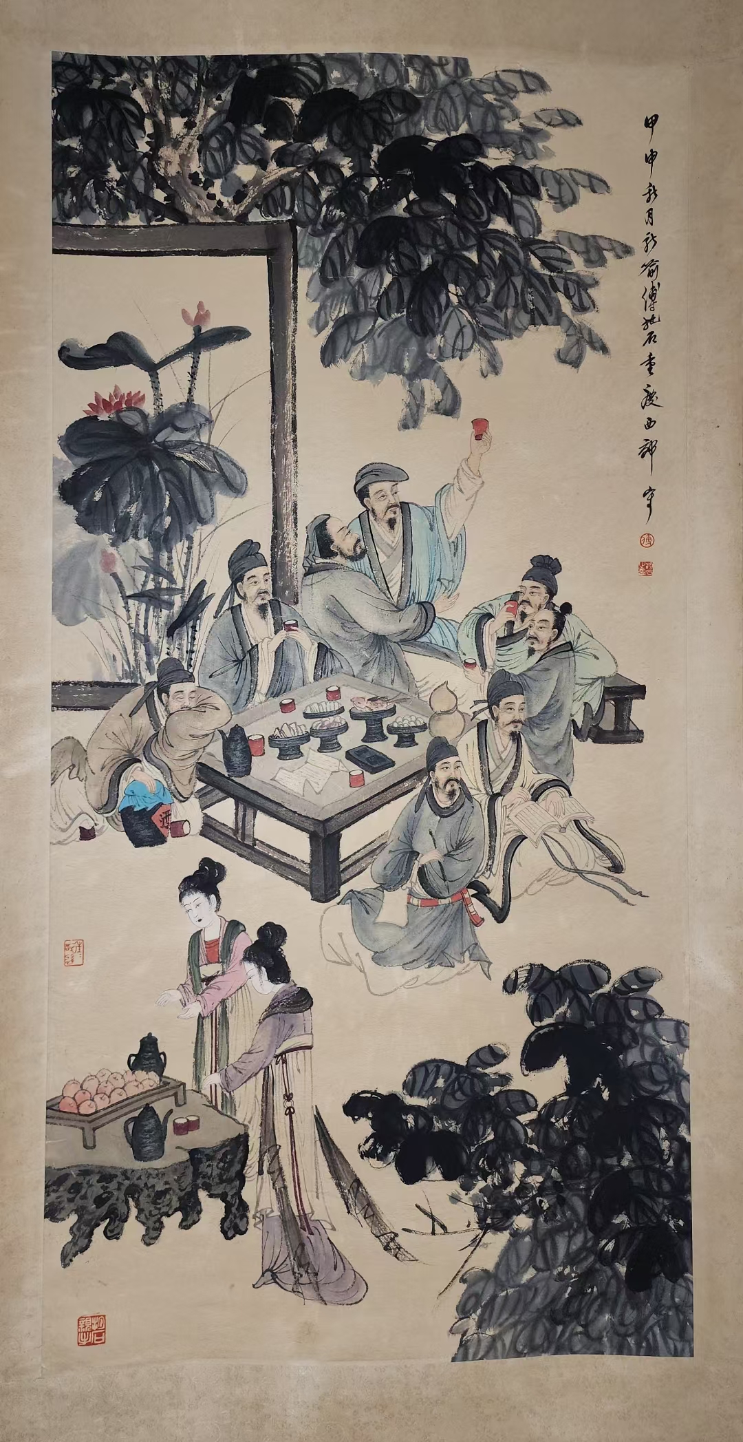 精品收藏 傅抱石 水墨人物图立轴. 画心尺寸:138*68cm.