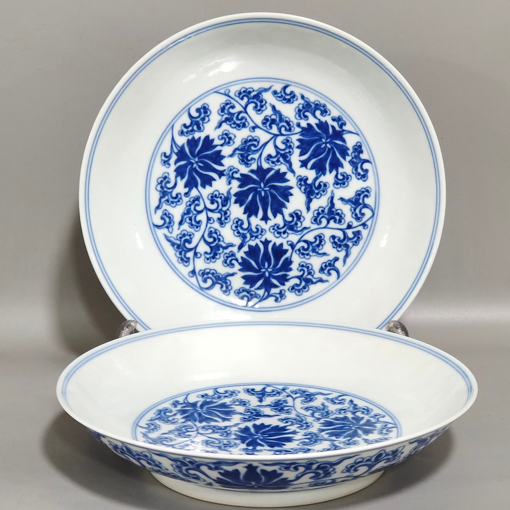精品收藏 清代道光青花缠枝莲盘. 尺寸:高:4公分,口径:19.5公分