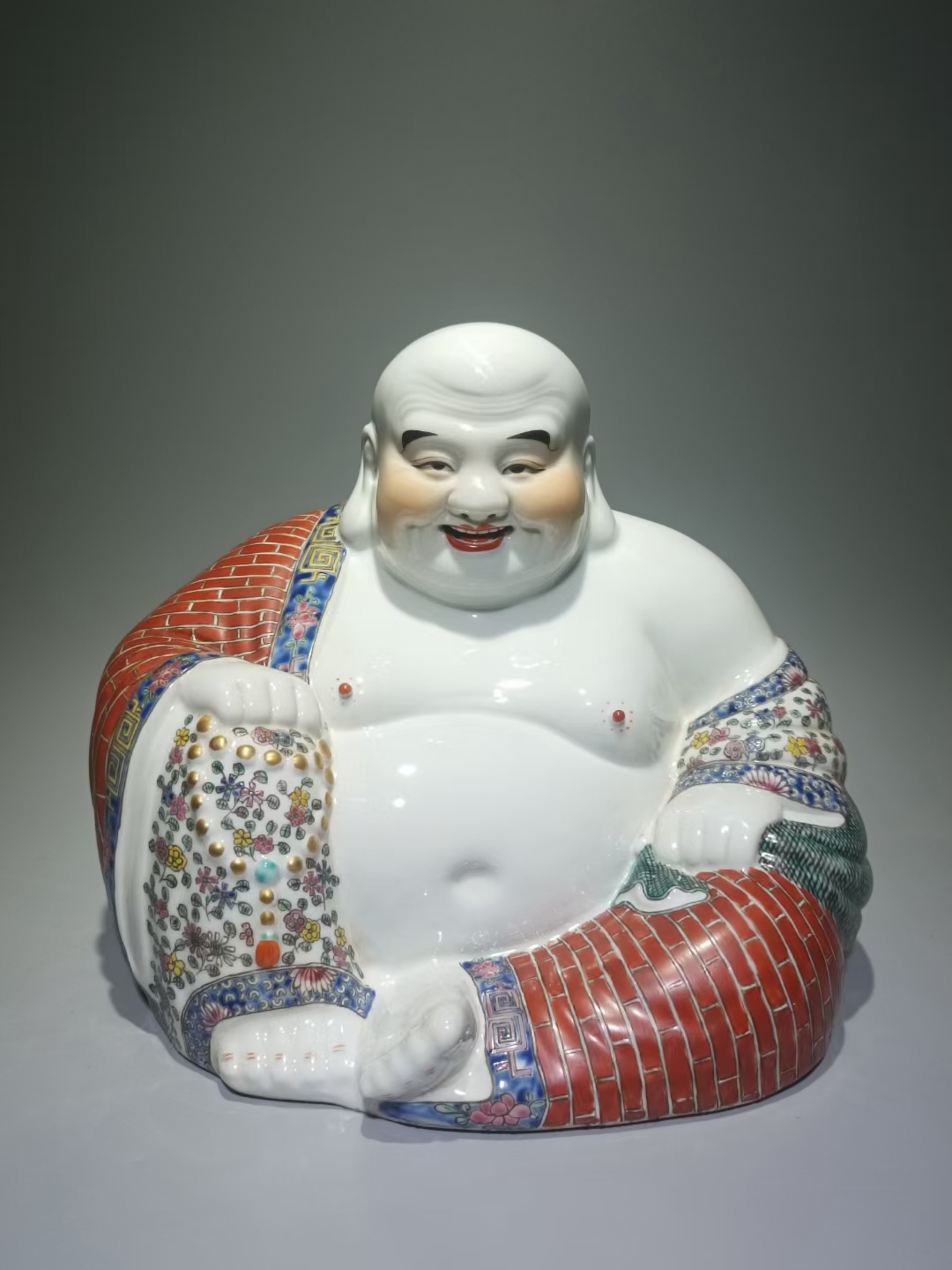 精品收藏 民国,朱茂记款布袋袈裟笑佛. 尺寸: 高:26cm宽:30cm.