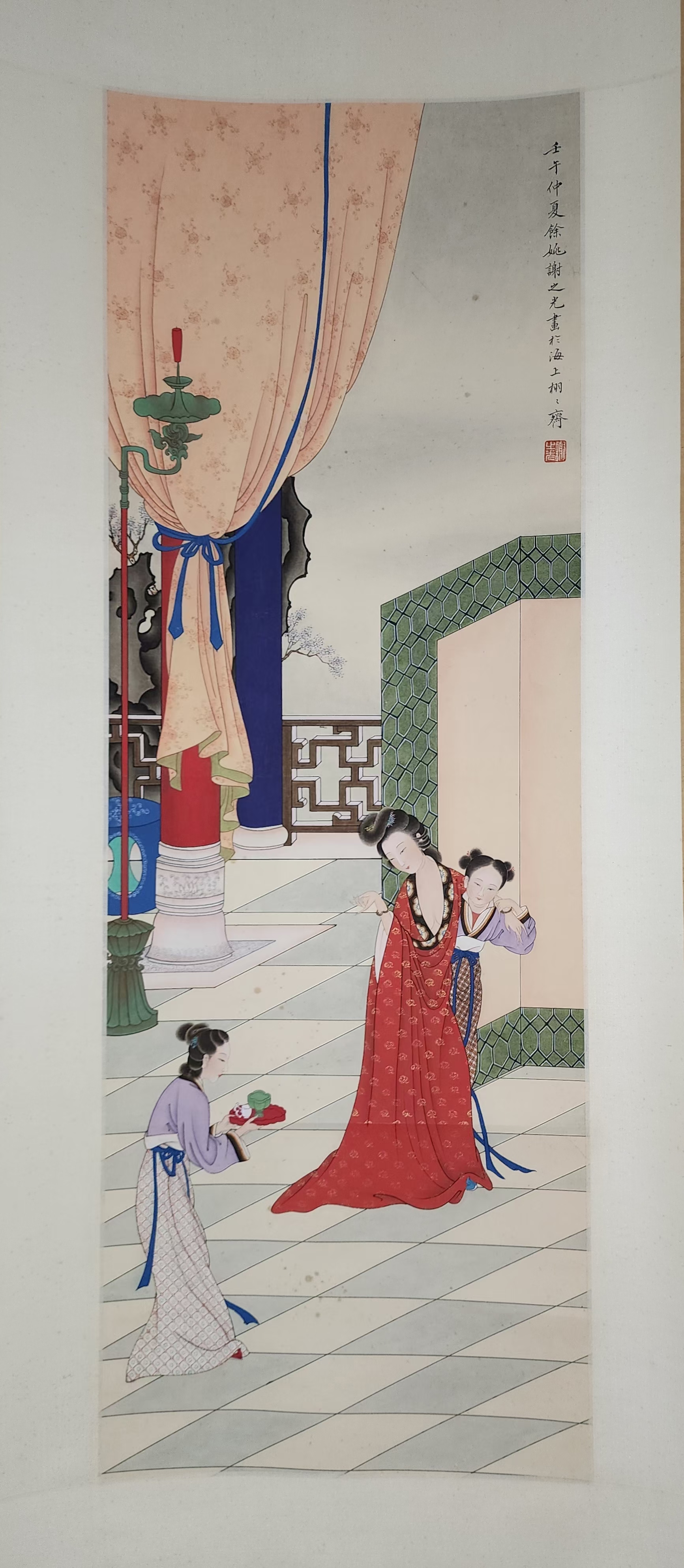 精品收藏 谢之光 人物图立轴   画心尺寸90*31cm