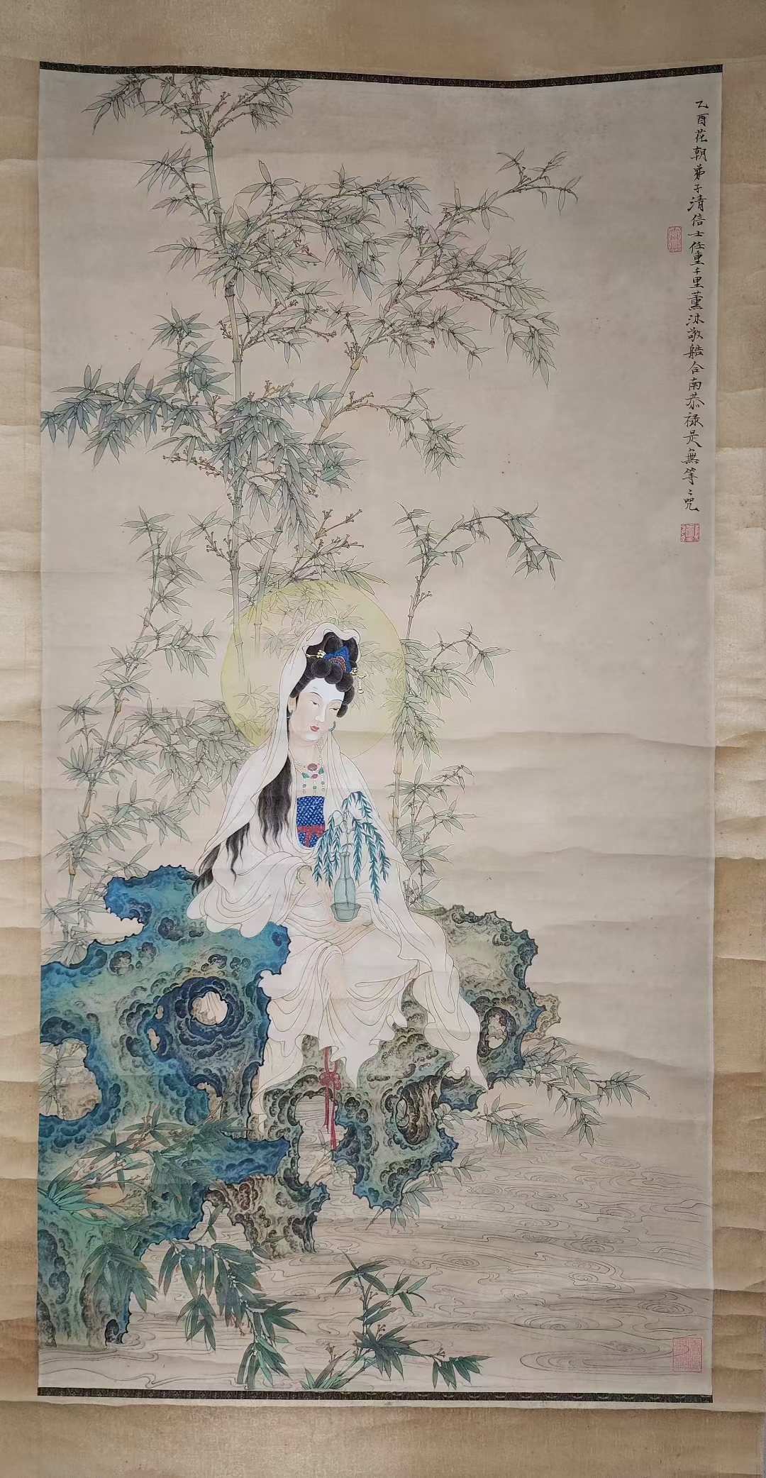 精品收藏 任重 水墨画观音图立轴   画心尺寸 127*65 5cm