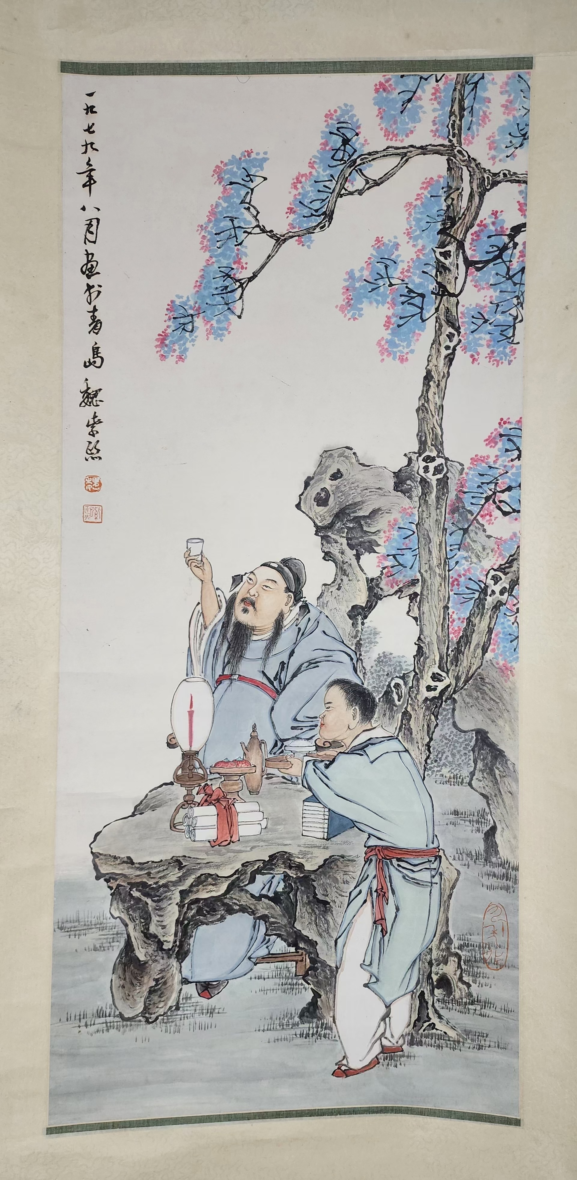 精品收藏 魏紫熙 人物图立轴.  画心尺寸:95*43cm.