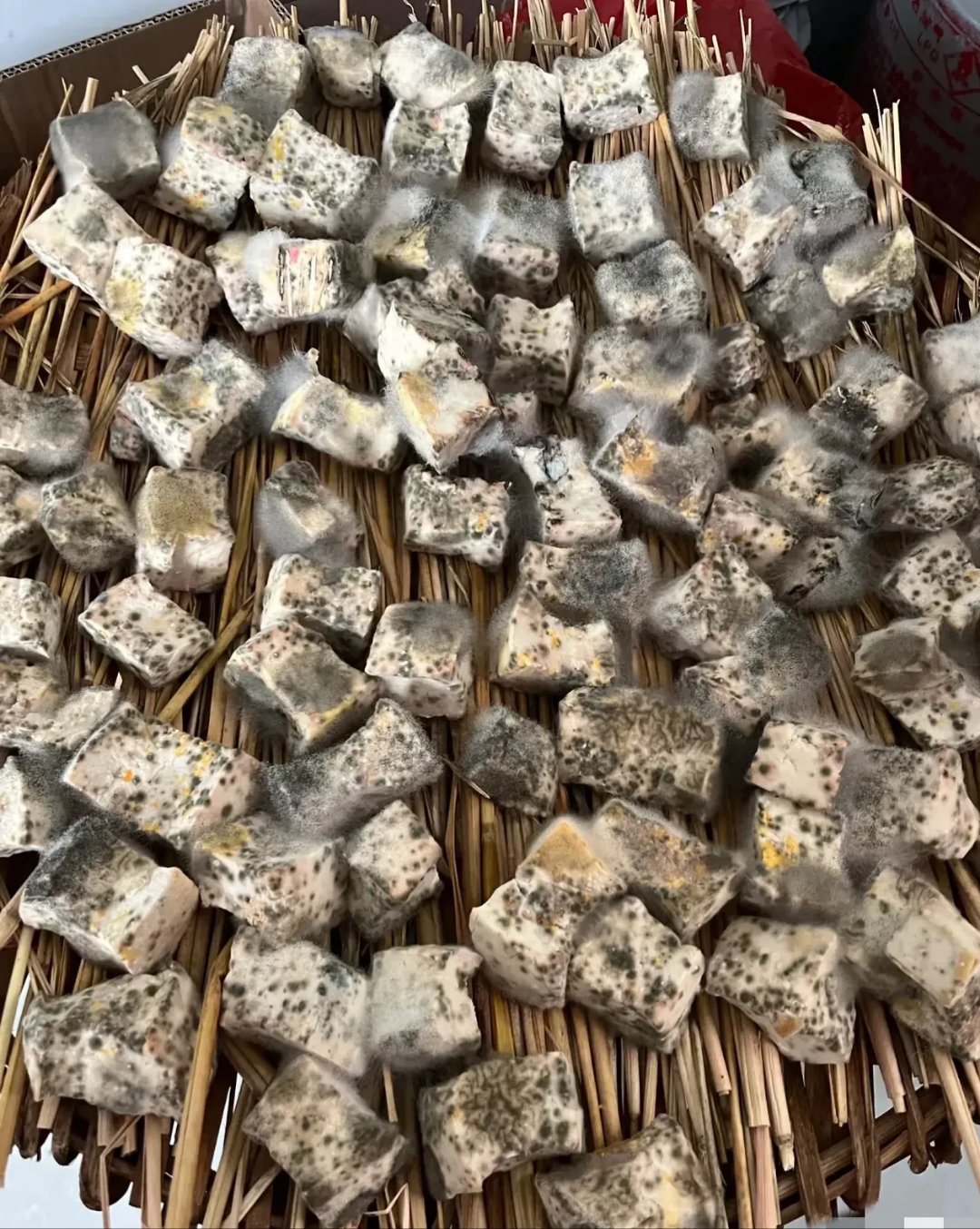 我婆婆前几天看邻居大姐做的霉豆腐,觉得好吃的不得了,找人家问了一下