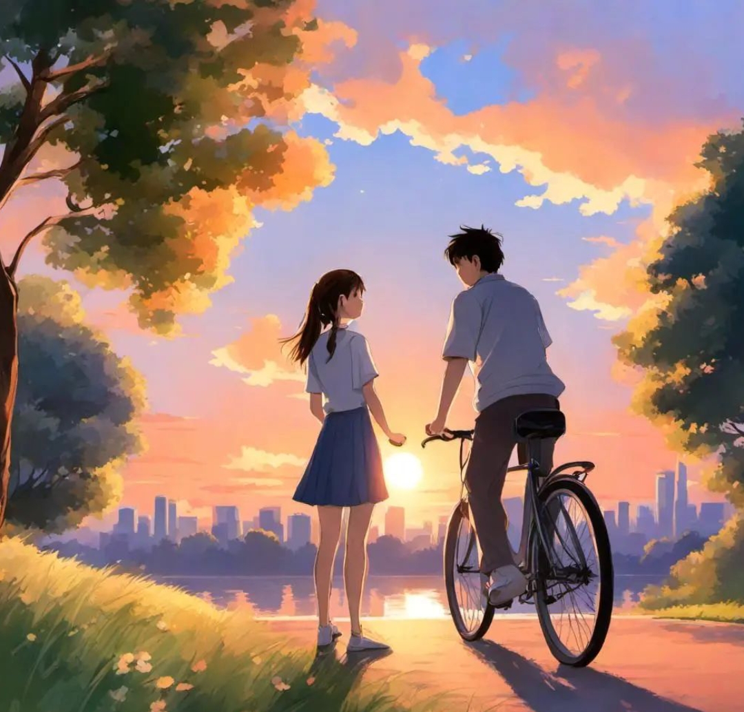 "骑行男孩与日落之城🌆"