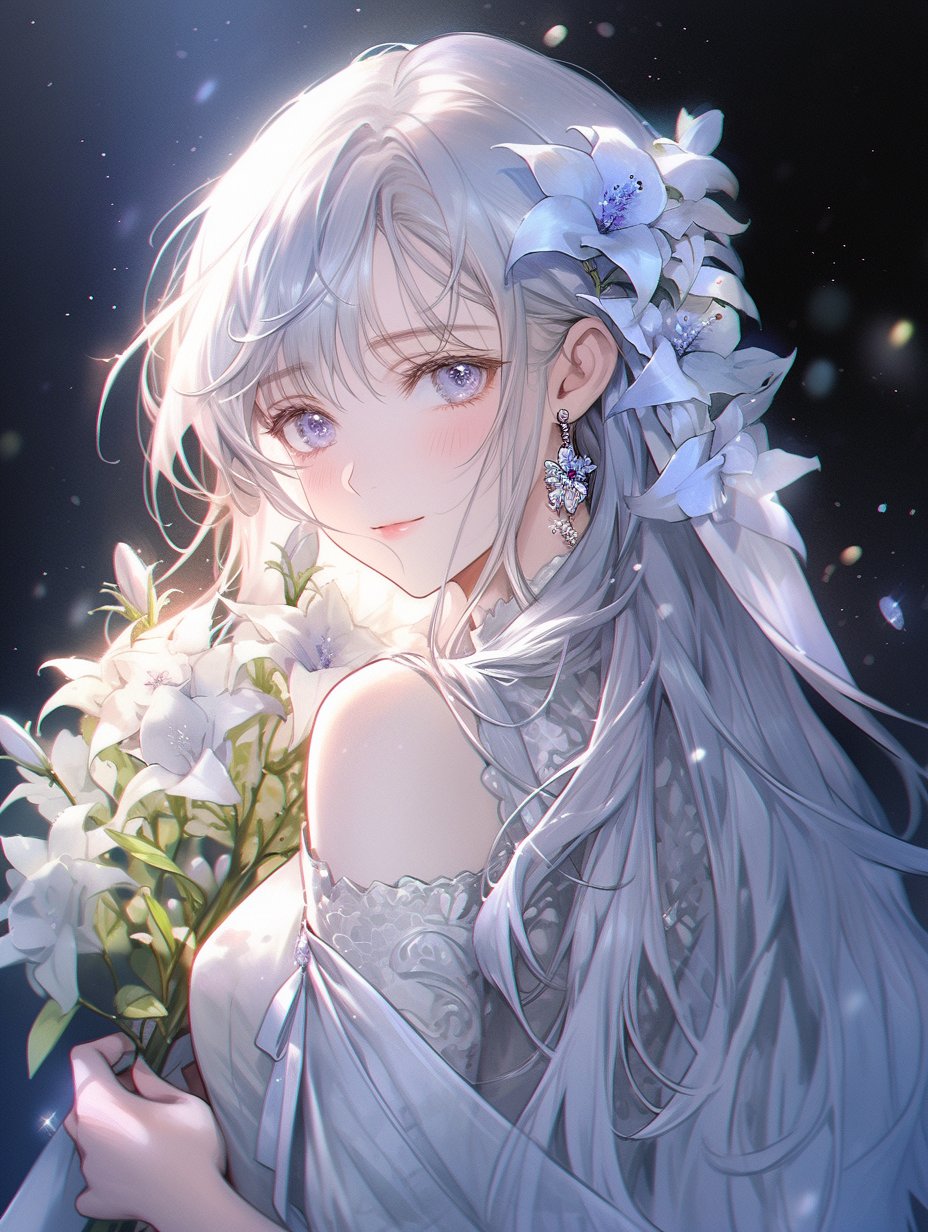 **白纱之梦**  在时光的柔波里,有一位蓝眸少女,身披洁白的婚纱,宛若