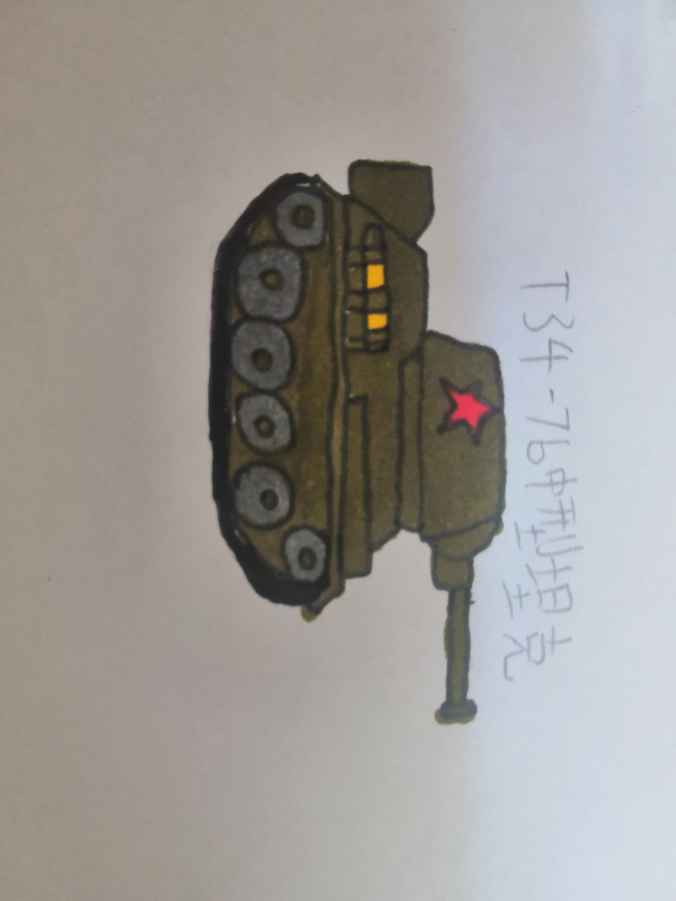 手画t34-76中型坦克 马克笔画真不戳.