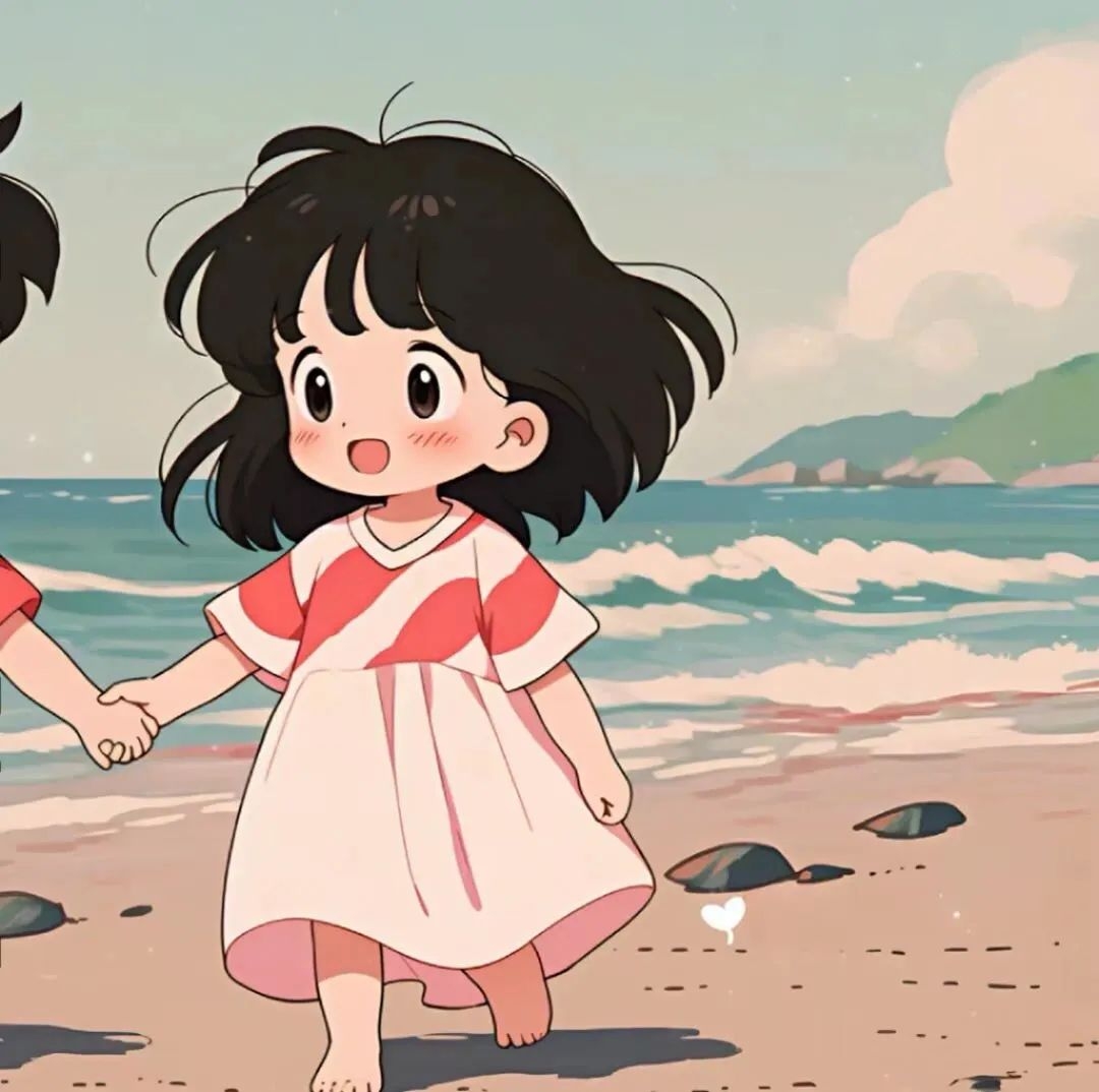 夏日超爽歪歪的情侣头像. 如果你喜欢一个人,那你就主动朝他多走两步