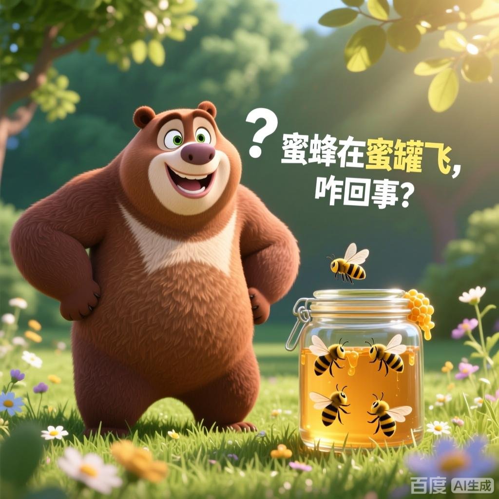 笑话:熊二:蜜蜂在蜜罐飞,咋回事? 熊大:它们在采蜜.嘿嘿嘿!