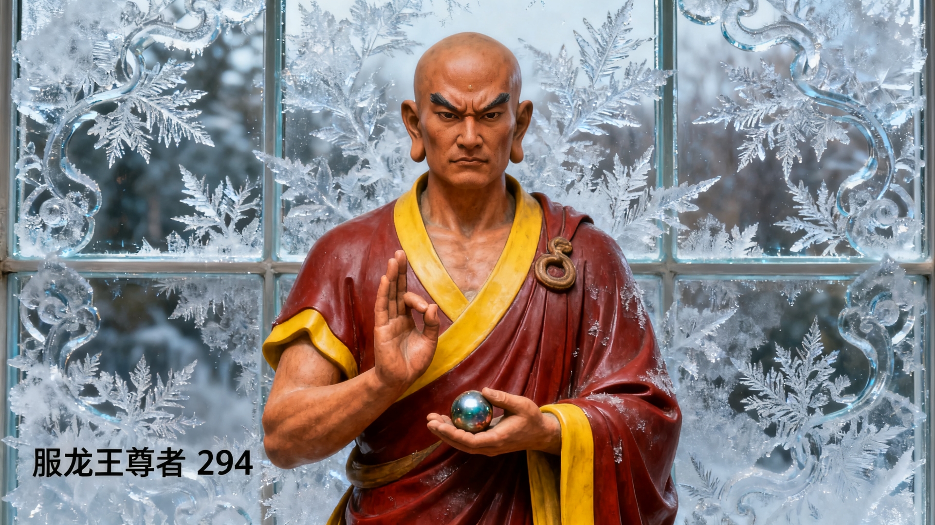 服龙王尊者五百罗汉踏浪而来,金身映日,威仪凛然