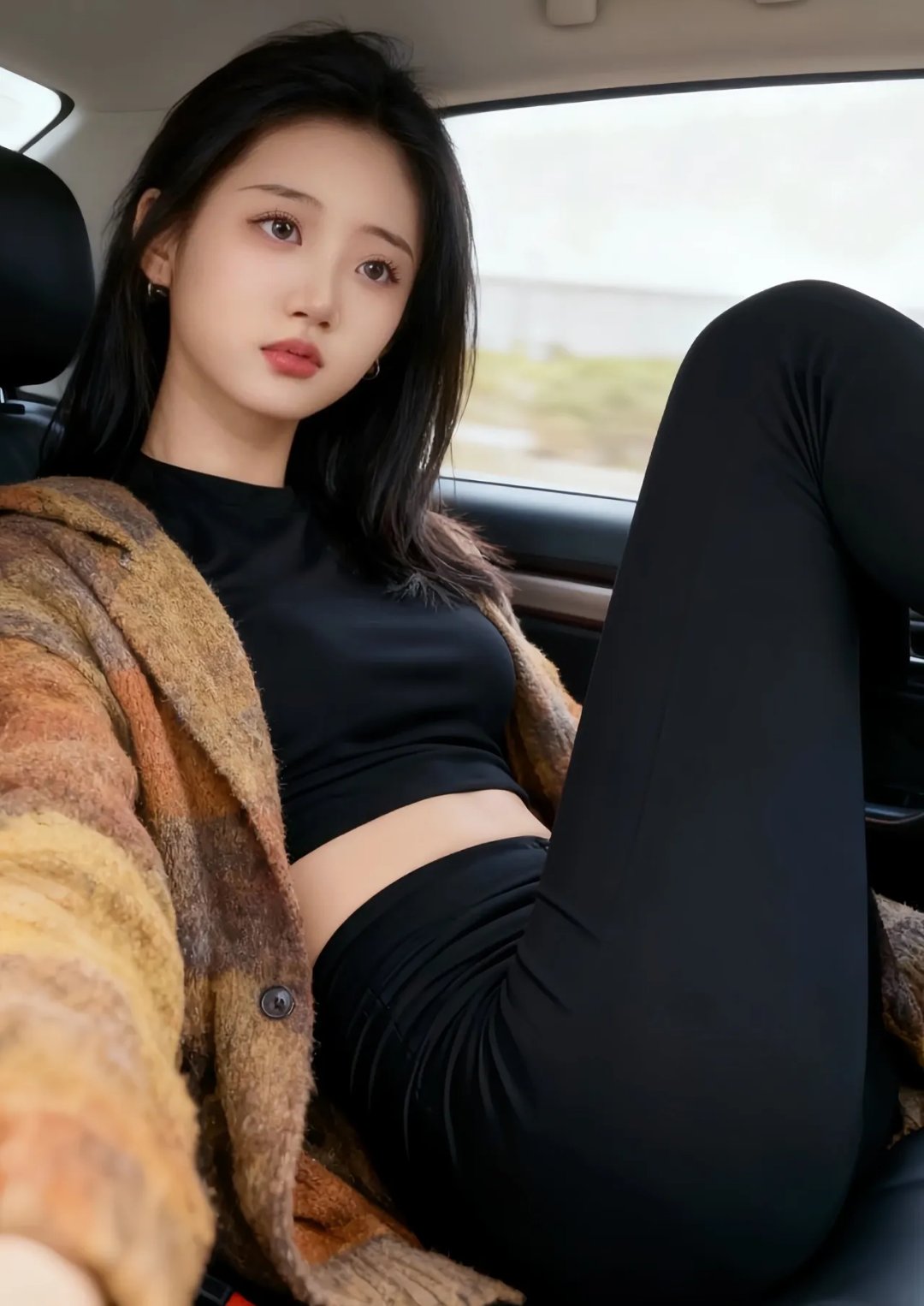 嘿,今天坐车又拍了几张自拍照,感觉自己美美哒!