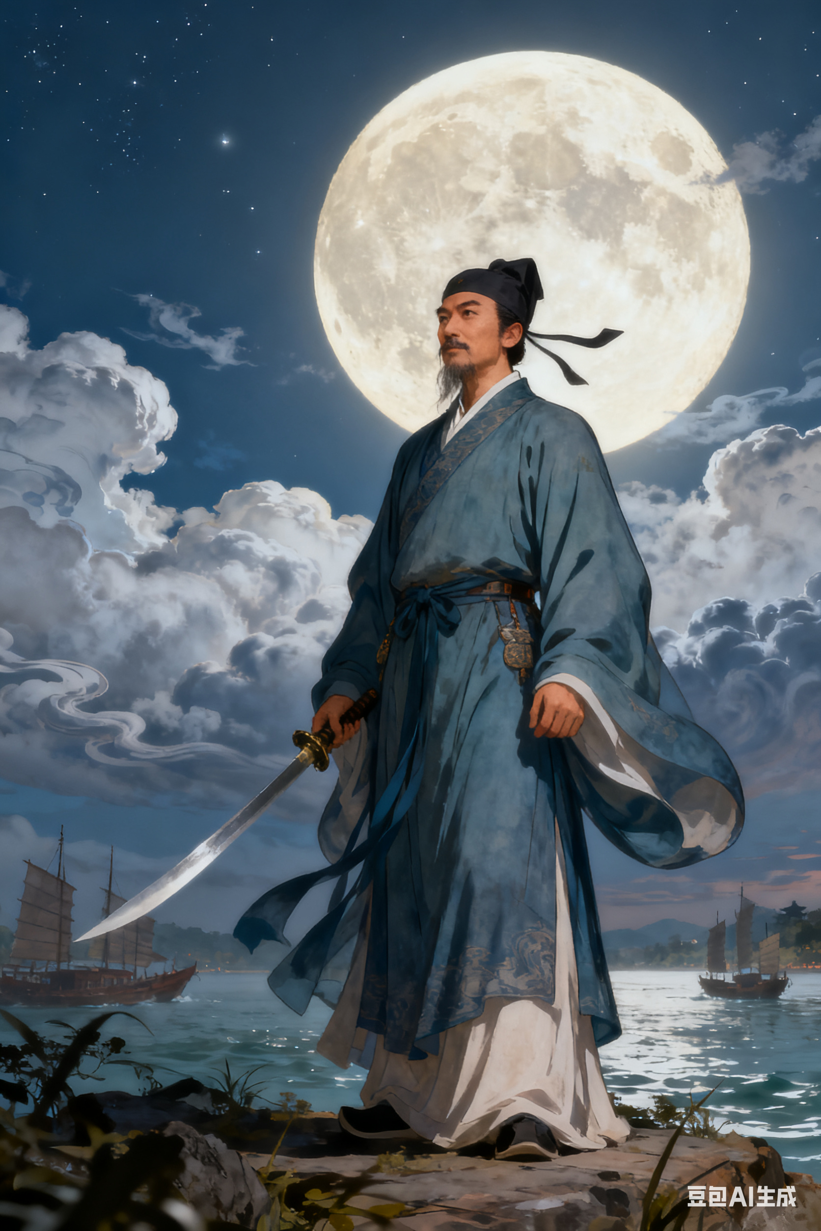 一轮明月定虚空 乘云穿越到大宋 苏轼慷慨念奴娇 岳飞悲歌滿江红 中华