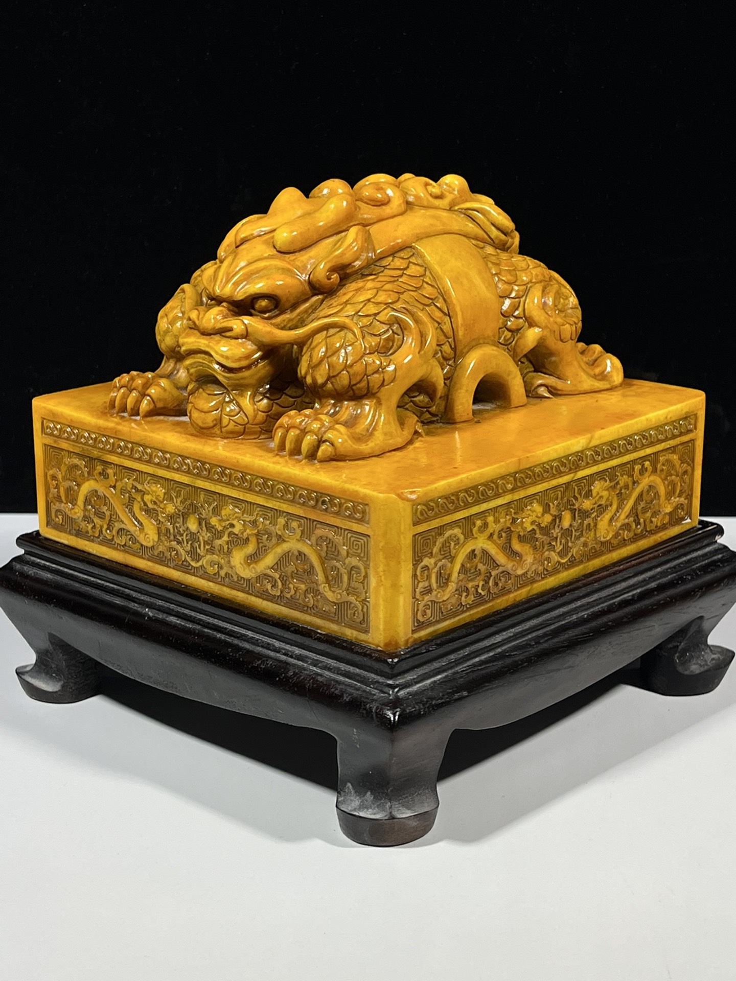 旧藏精品《田黄石双龙》章料#精品
