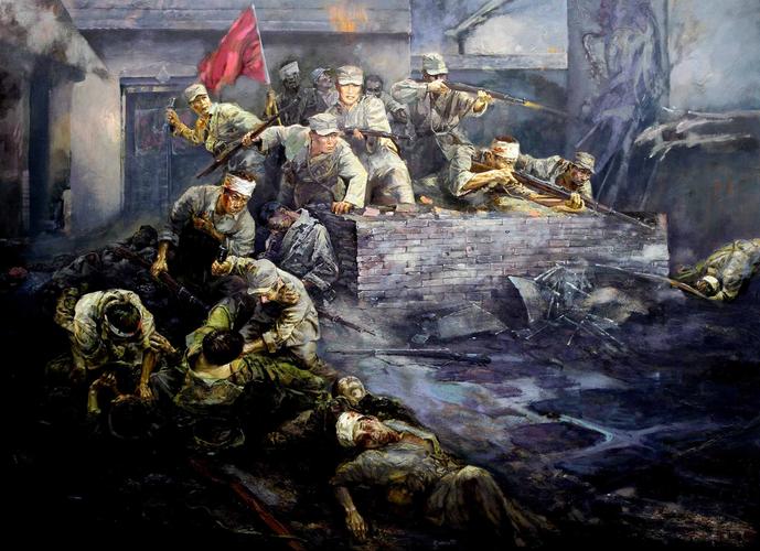 歌声嘹亮的场景,提笔写下"日落西山红霞飞,战士打靶把营