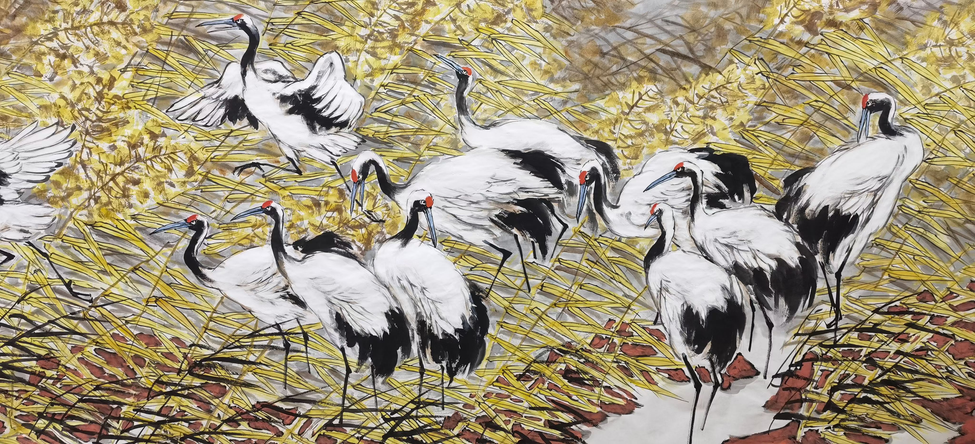 画家孙兆武老师的花鸟画作品堪称一绝,每一幅都似一个花鸟世界,生机