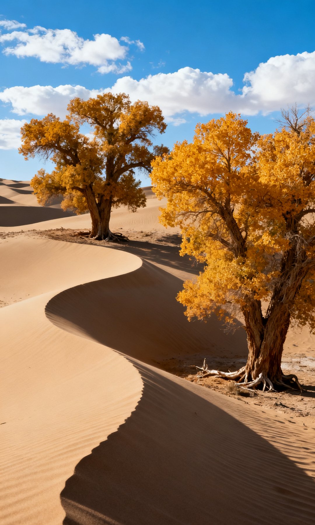 哇,每年10月21～26日塔克拉玛干沙漠中的金色胡杨树美翻了!