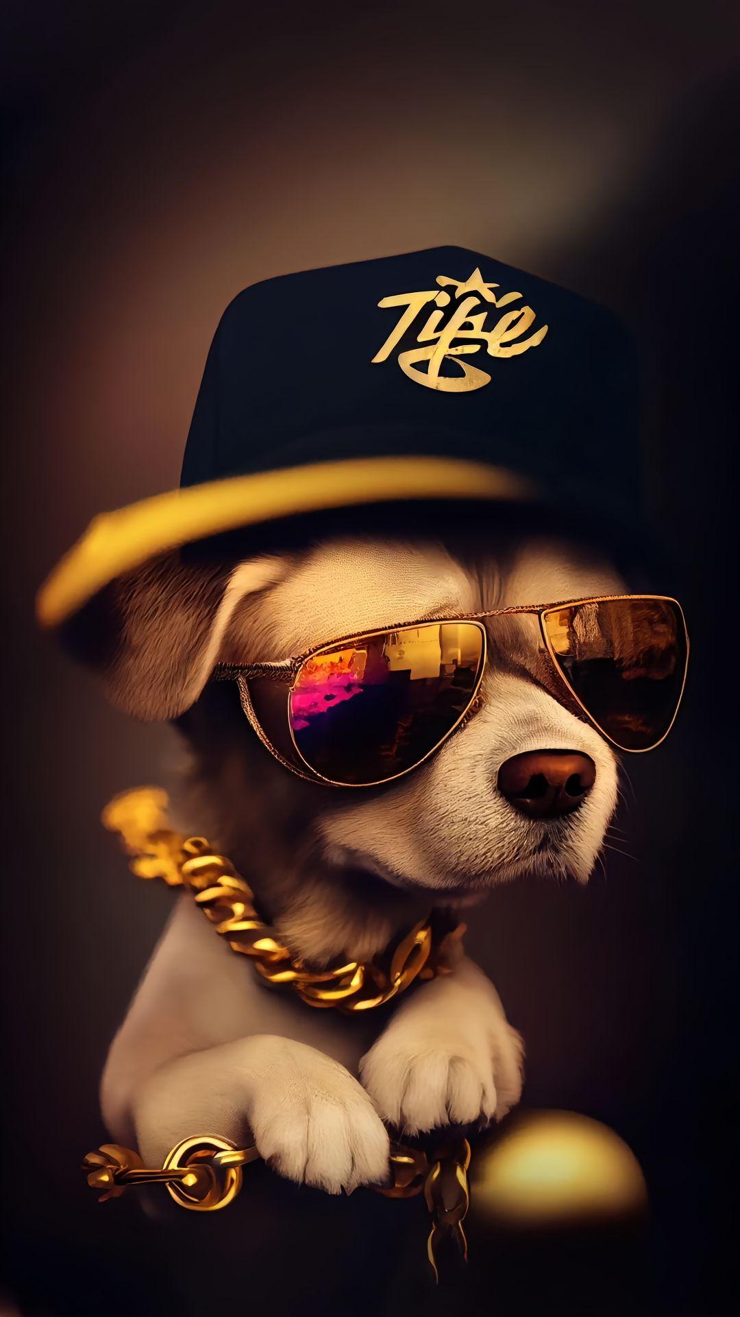 这只小狗也太潮了吧!墨镜,帽子,还有金链子,简直是个时尚icon啊!