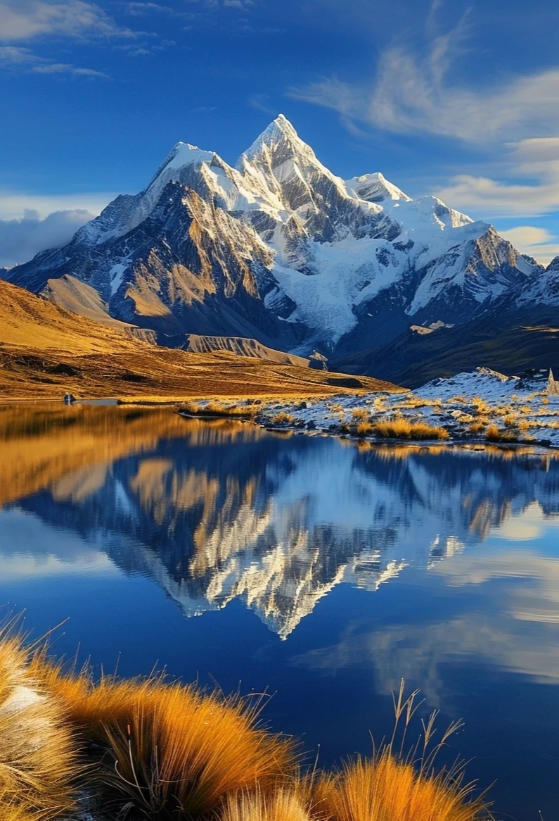 雪山之巅,白雪皑皑,仿佛是一座银色的宫殿,庄严而神秘.