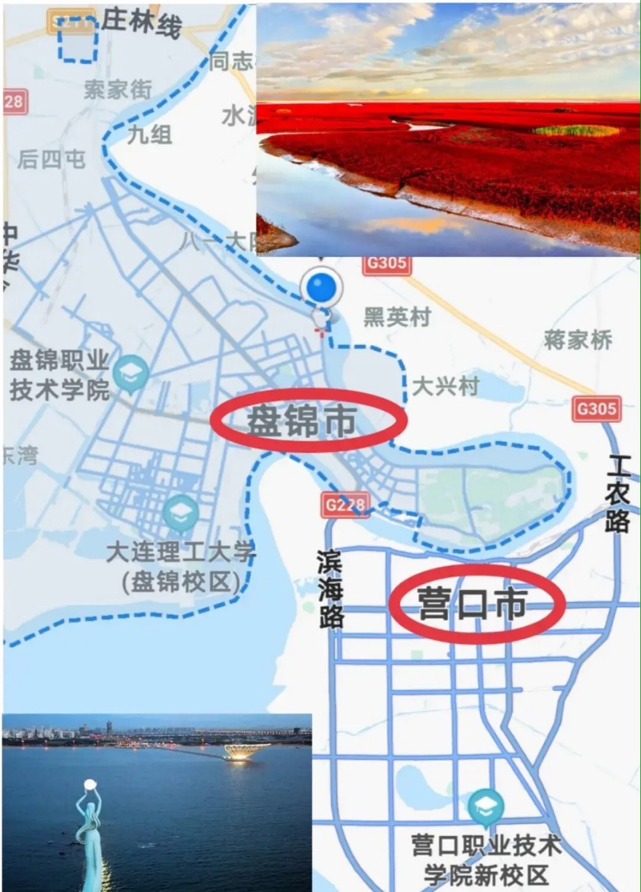 看地圖,盤錦市政府已經遷到盤錦最東南角的大遼河口了,而河對岸就是傳